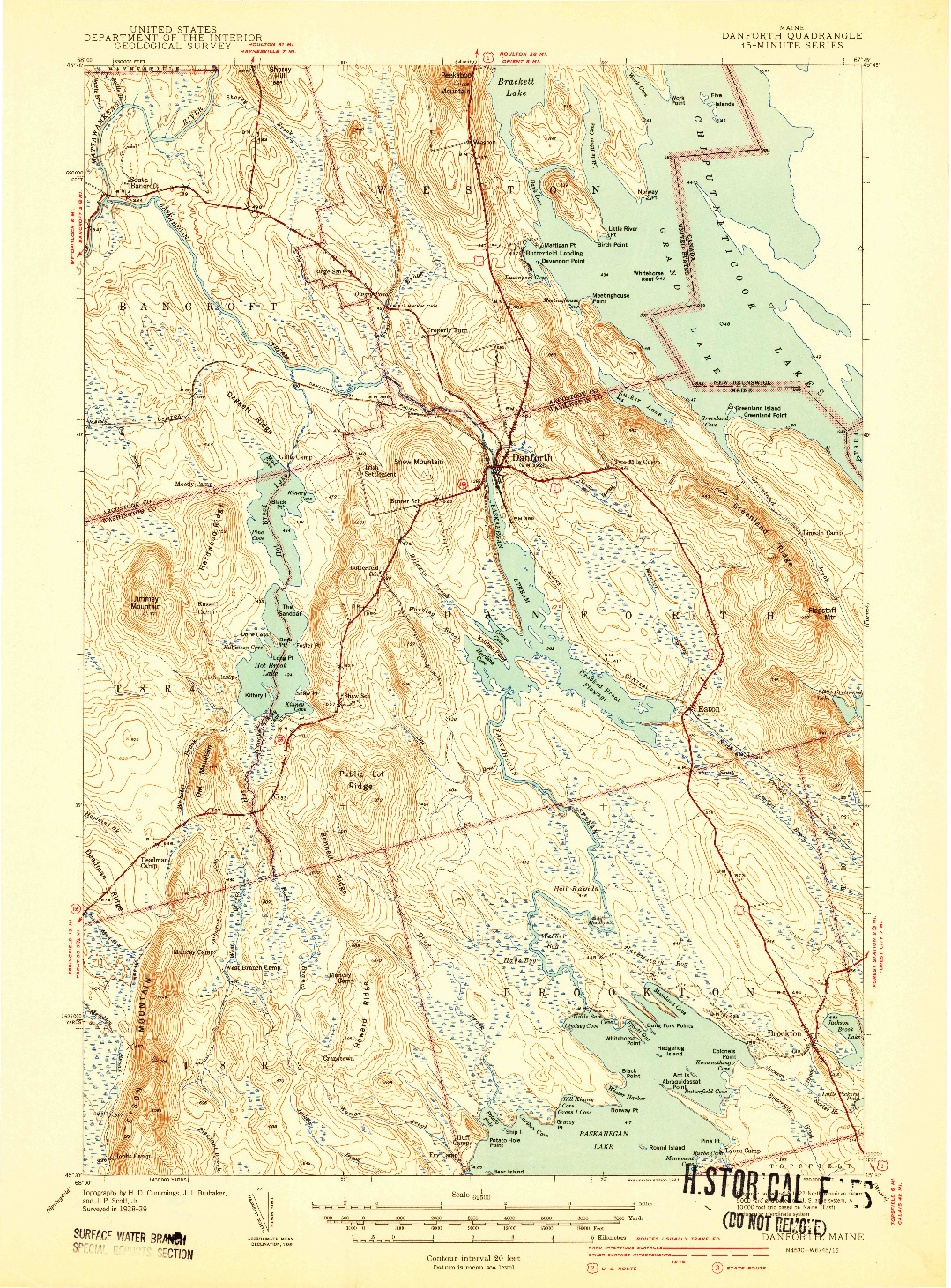 USGS 1:62500-SCALE QUADRANGLE FOR DANFORTH, ME 1941