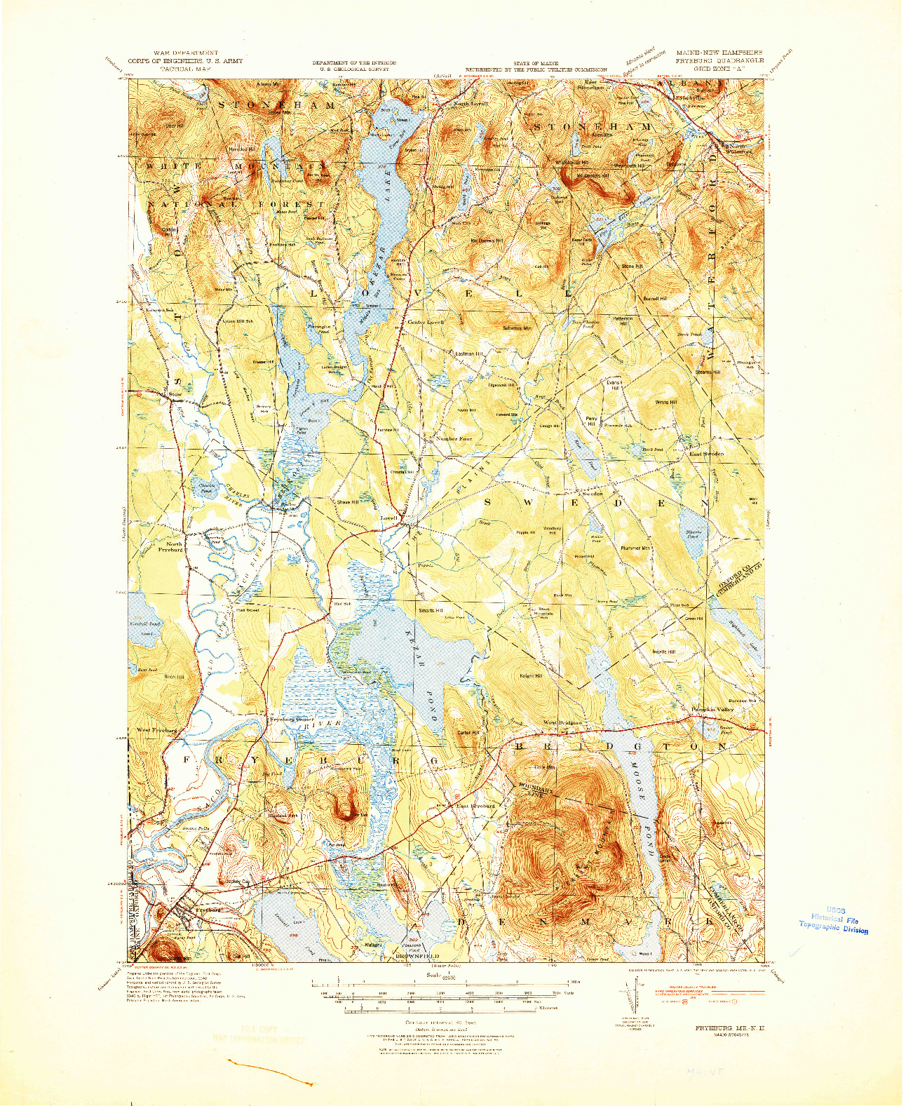 USGS 1:62500-SCALE QUADRANGLE FOR FRYEBURG, ME 1941