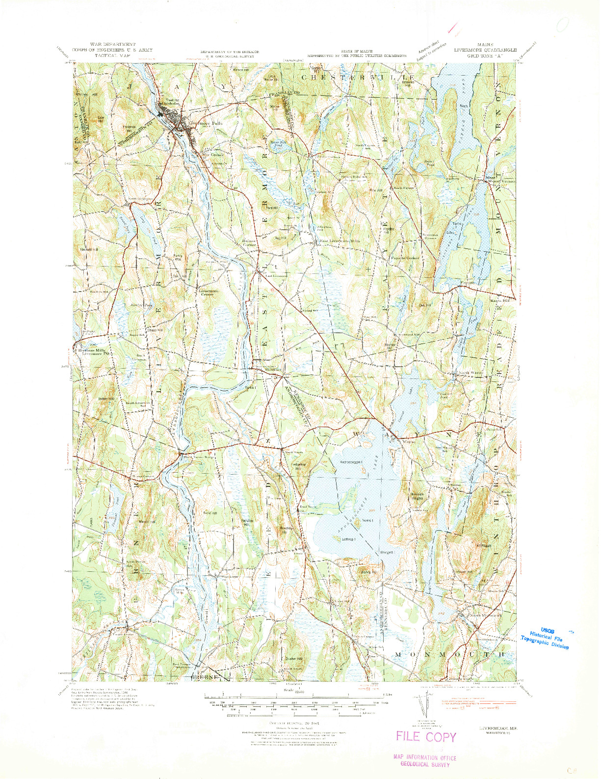 USGS 1:62500-SCALE QUADRANGLE FOR LIVERMORE, ME 1941