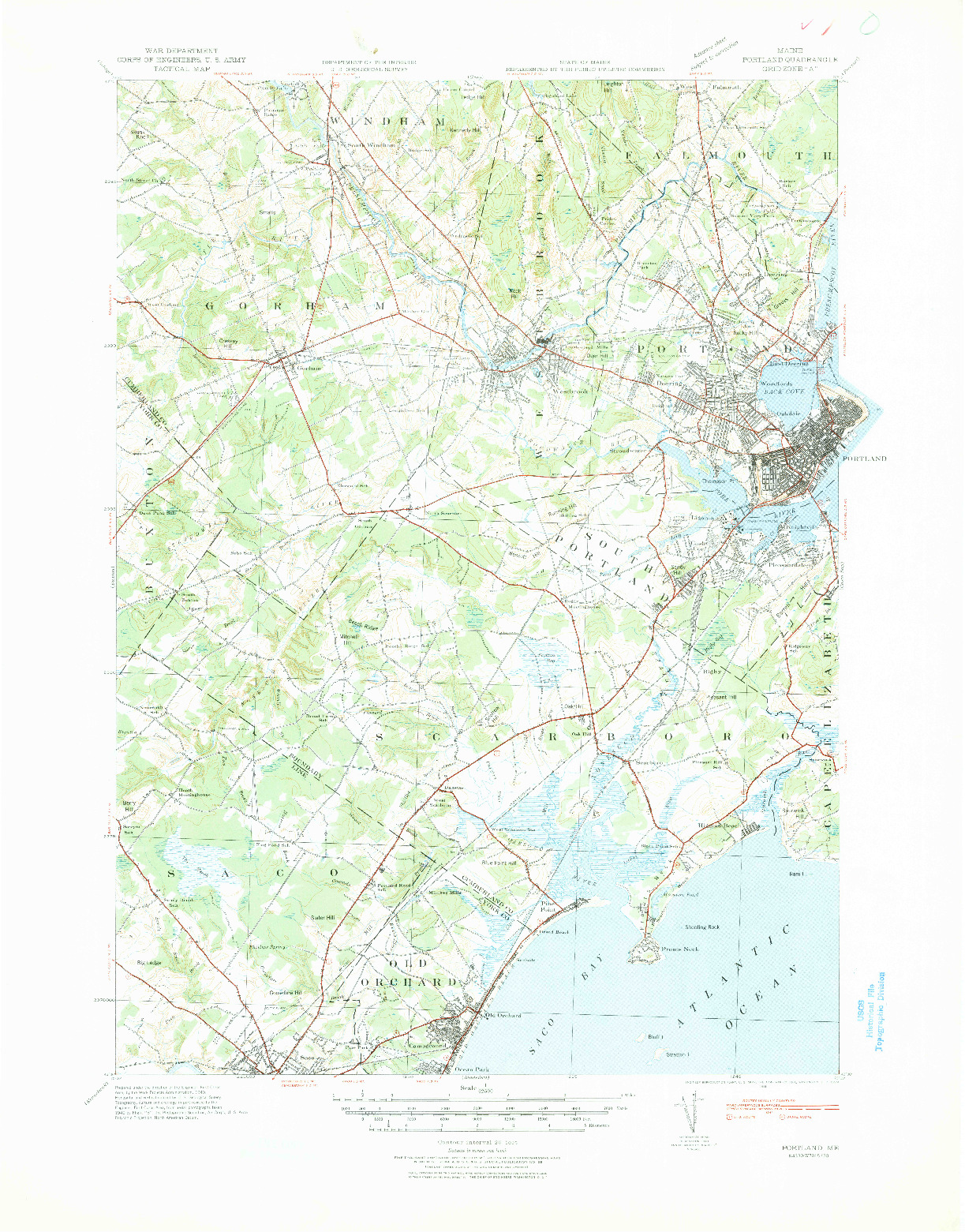 USGS 1:62500-SCALE QUADRANGLE FOR PORTLAND, ME 1941