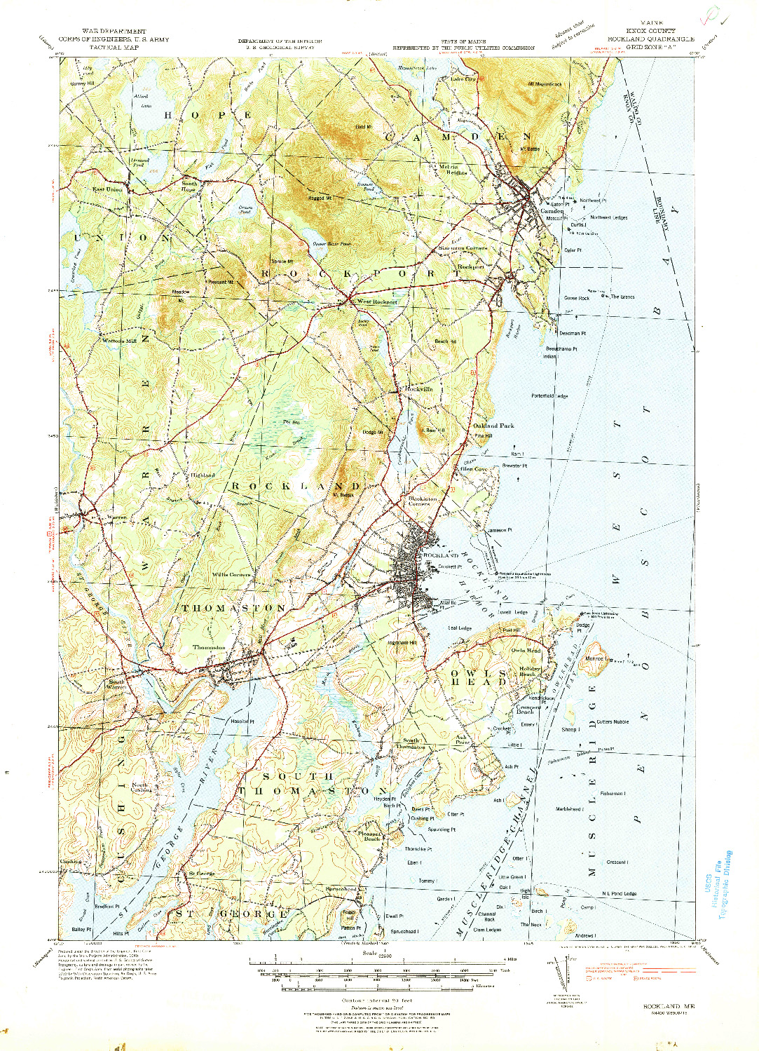 USGS 1:62500-SCALE QUADRANGLE FOR ROCKLAND, ME 1941