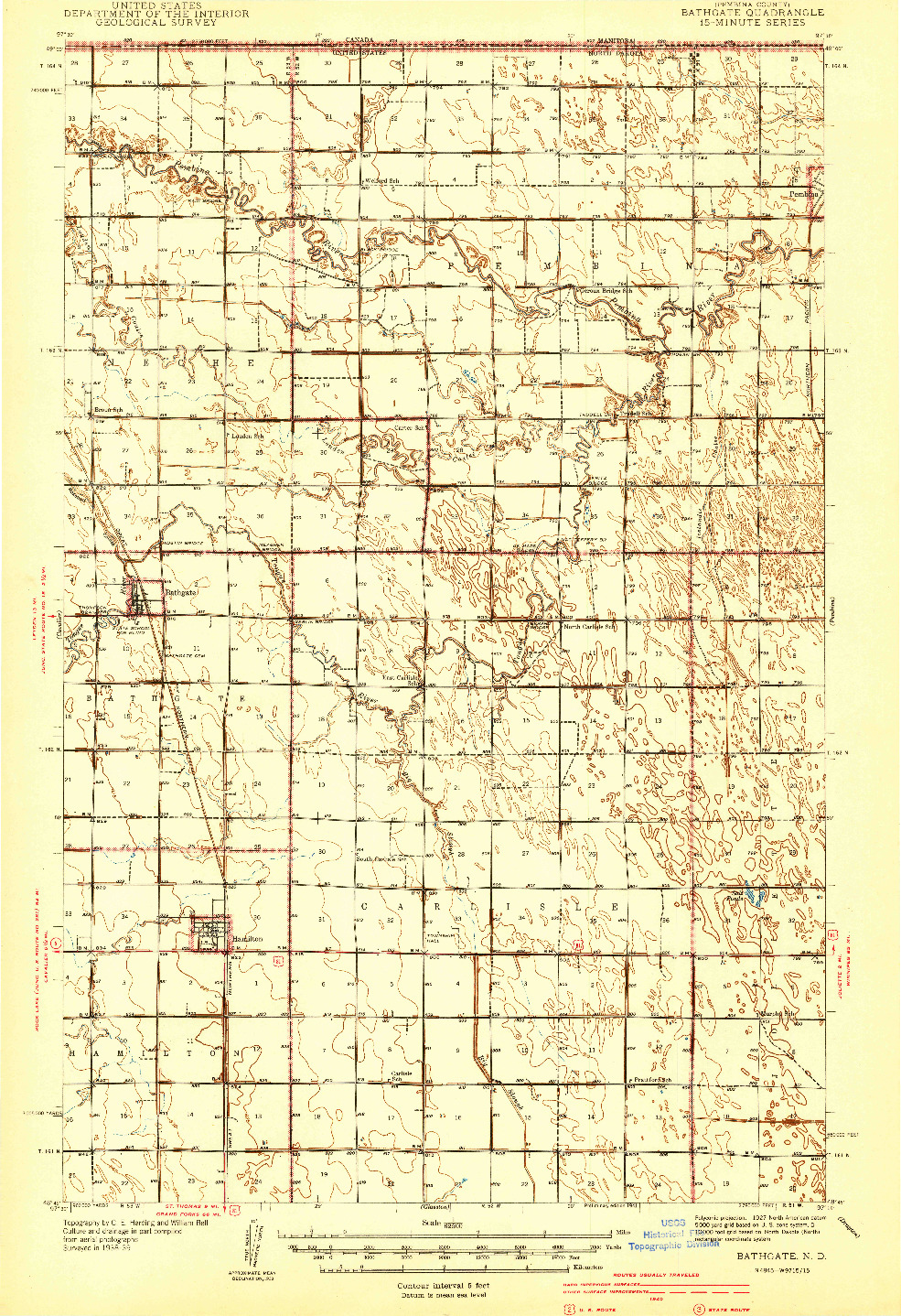 USGS 1:62500-SCALE QUADRANGLE FOR BATHGATE, ND 1941