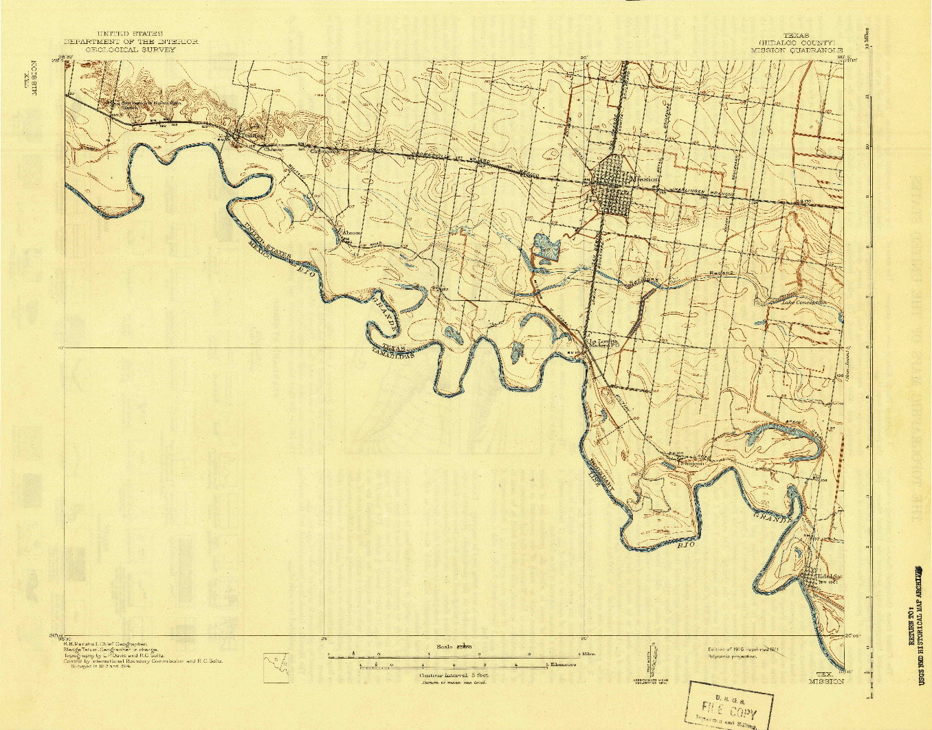 USGS 1:62500-SCALE QUADRANGLE FOR MISSION, TX 1916