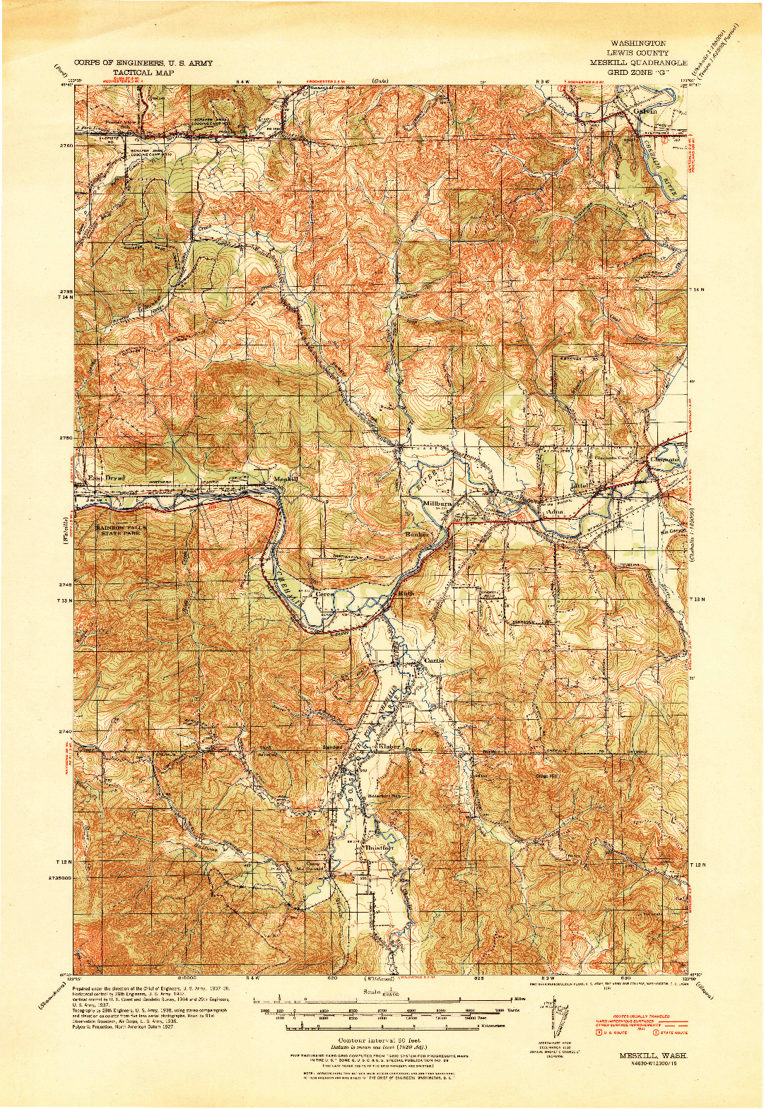 USGS 1:62500-SCALE QUADRANGLE FOR MESKILL, WA 1941