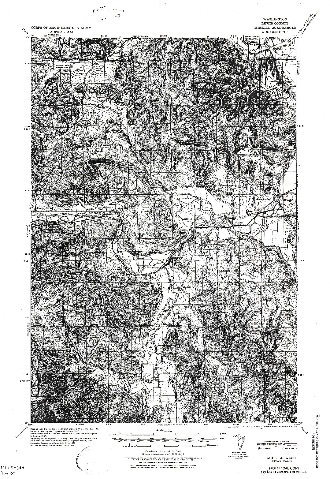 USGS 1:62500-SCALE QUADRANGLE FOR MESKILL, WA 1941