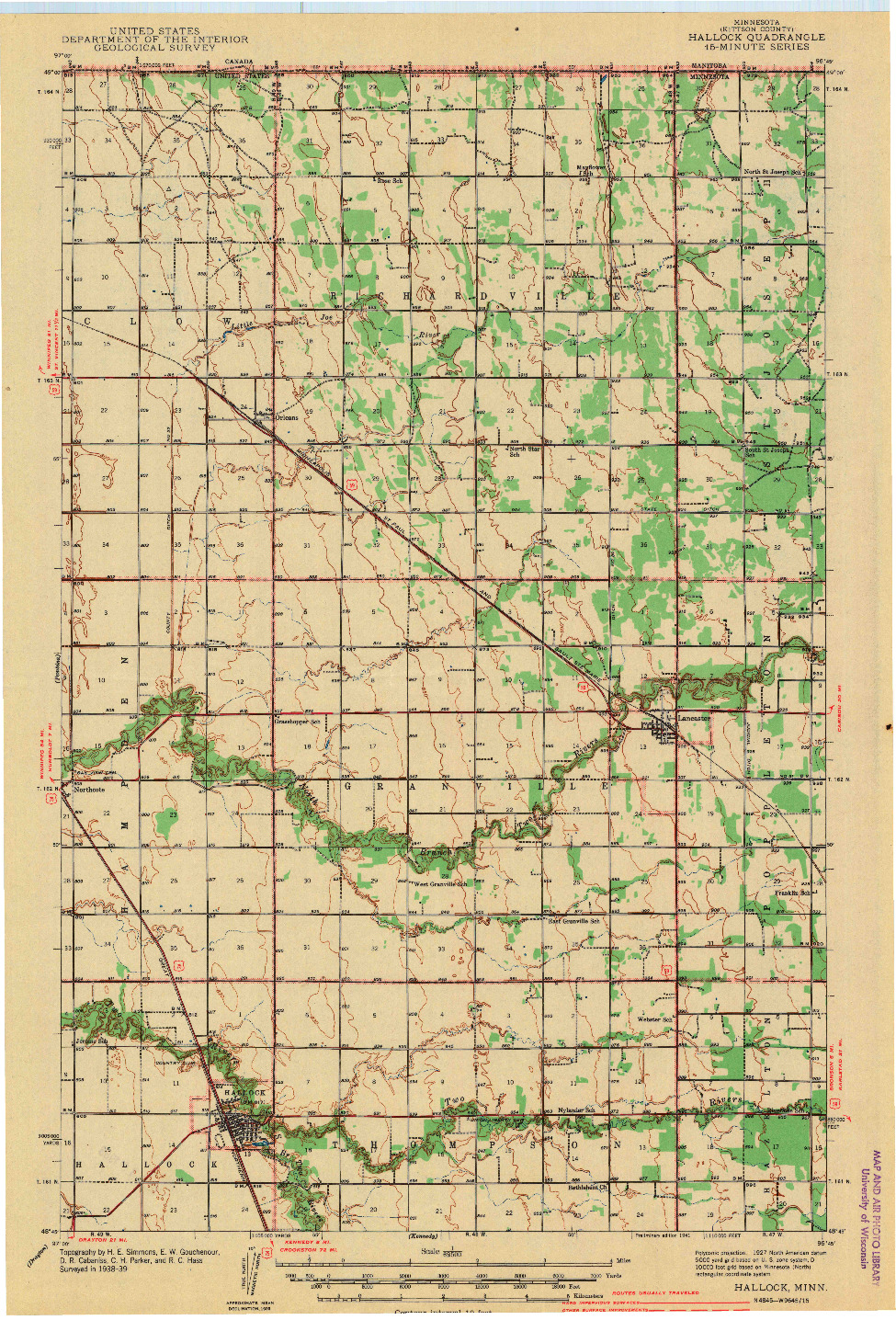 USGS 1:62500-SCALE QUADRANGLE FOR HALLOCK, MN 1941