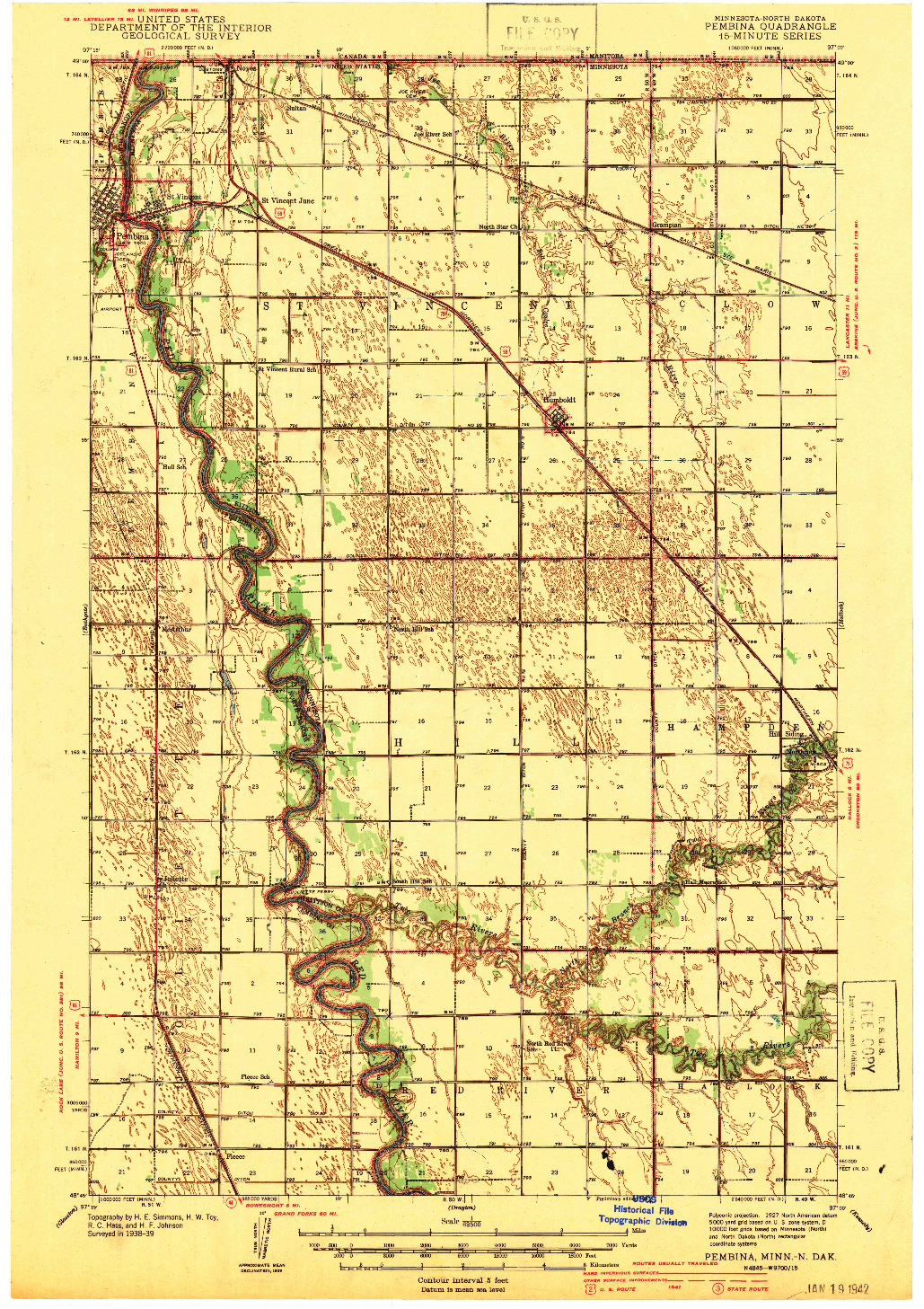 USGS 1:62500-SCALE QUADRANGLE FOR PEMBINA, MN 1941