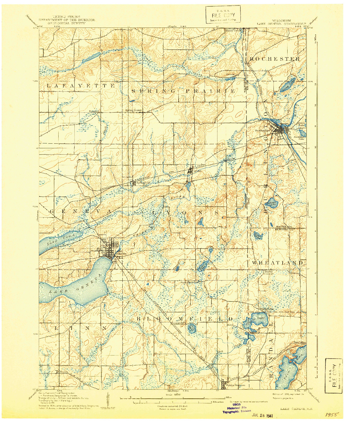USGS 1:62500-SCALE QUADRANGLE FOR LAKE GENEVA, WI 1906