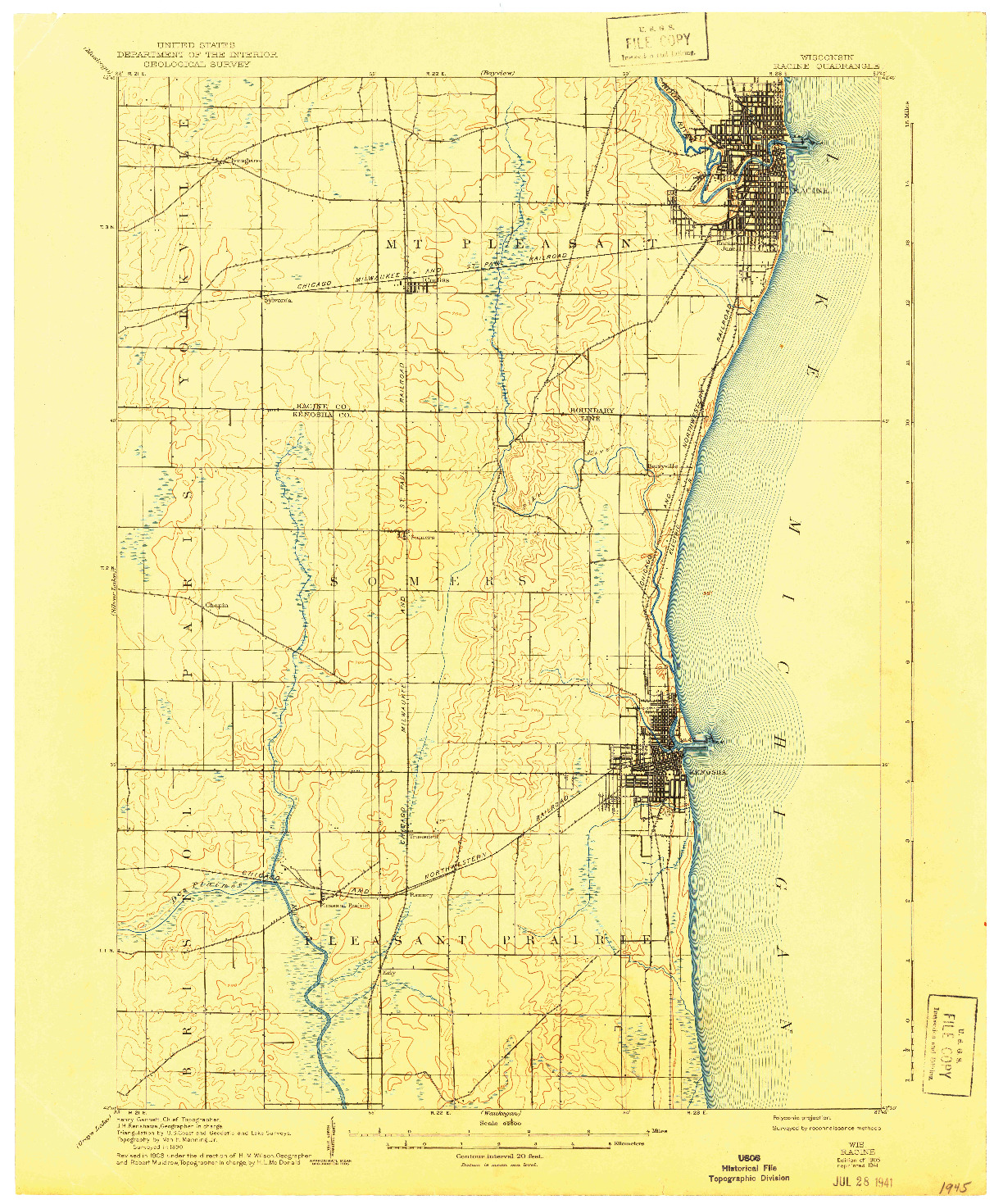 USGS 1:62500-SCALE QUADRANGLE FOR RACINE, WI 1905
