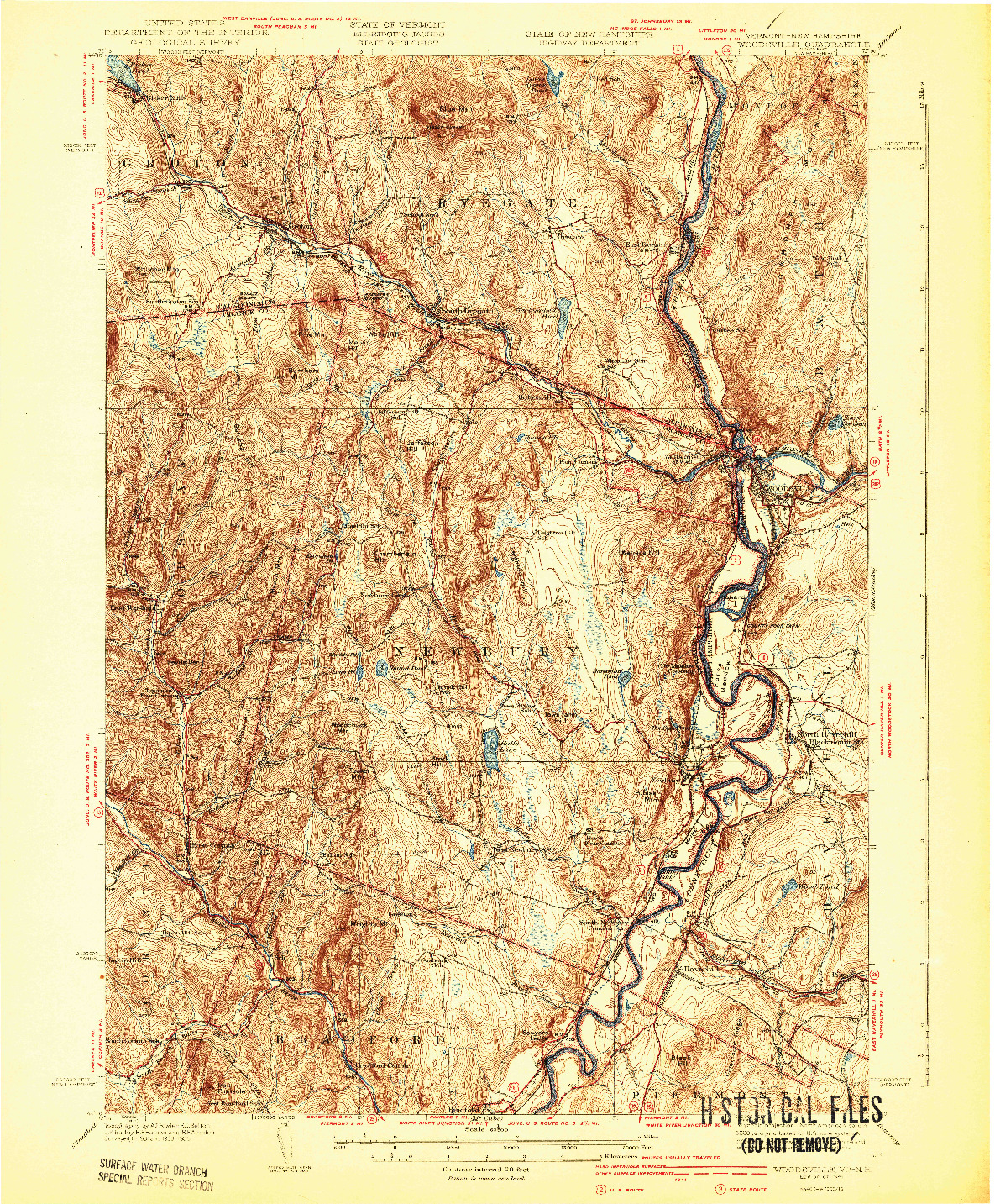 USGS 1:62500-SCALE QUADRANGLE FOR WOODSVILLE, VT 1941