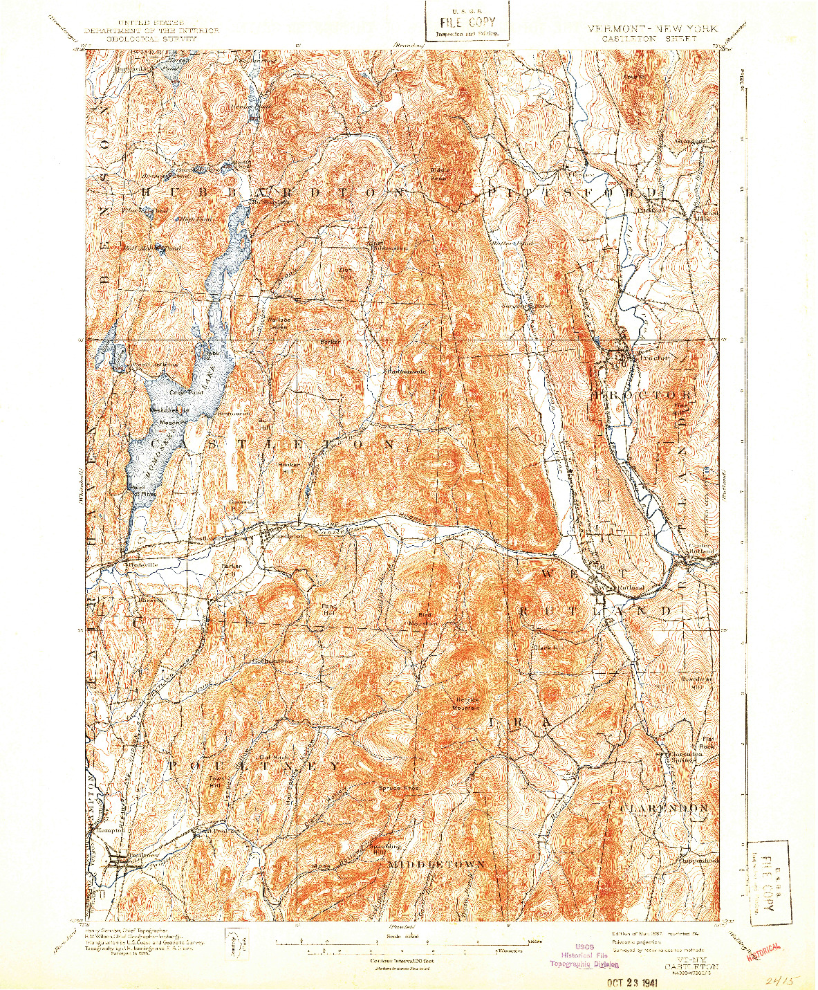 USGS 1:62500-SCALE QUADRANGLE FOR CASTLETON, VT 1897