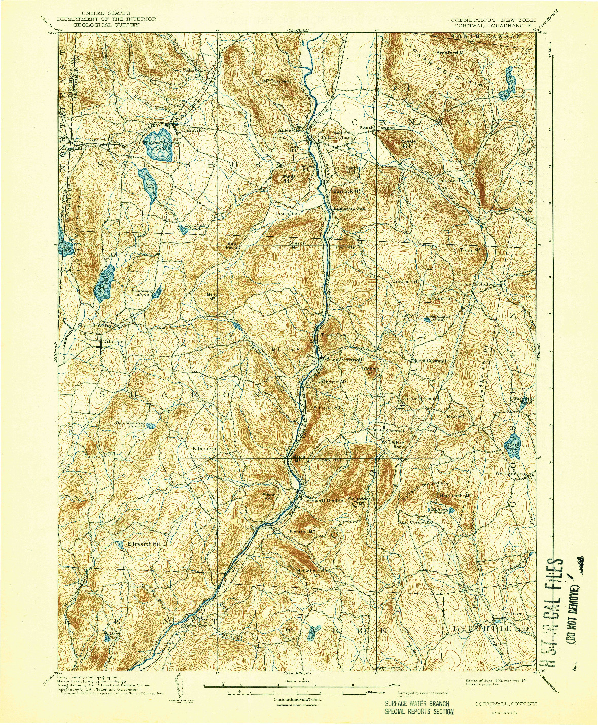 USGS 1:62500-SCALE QUADRANGLE FOR CORNWALL, CT 1903