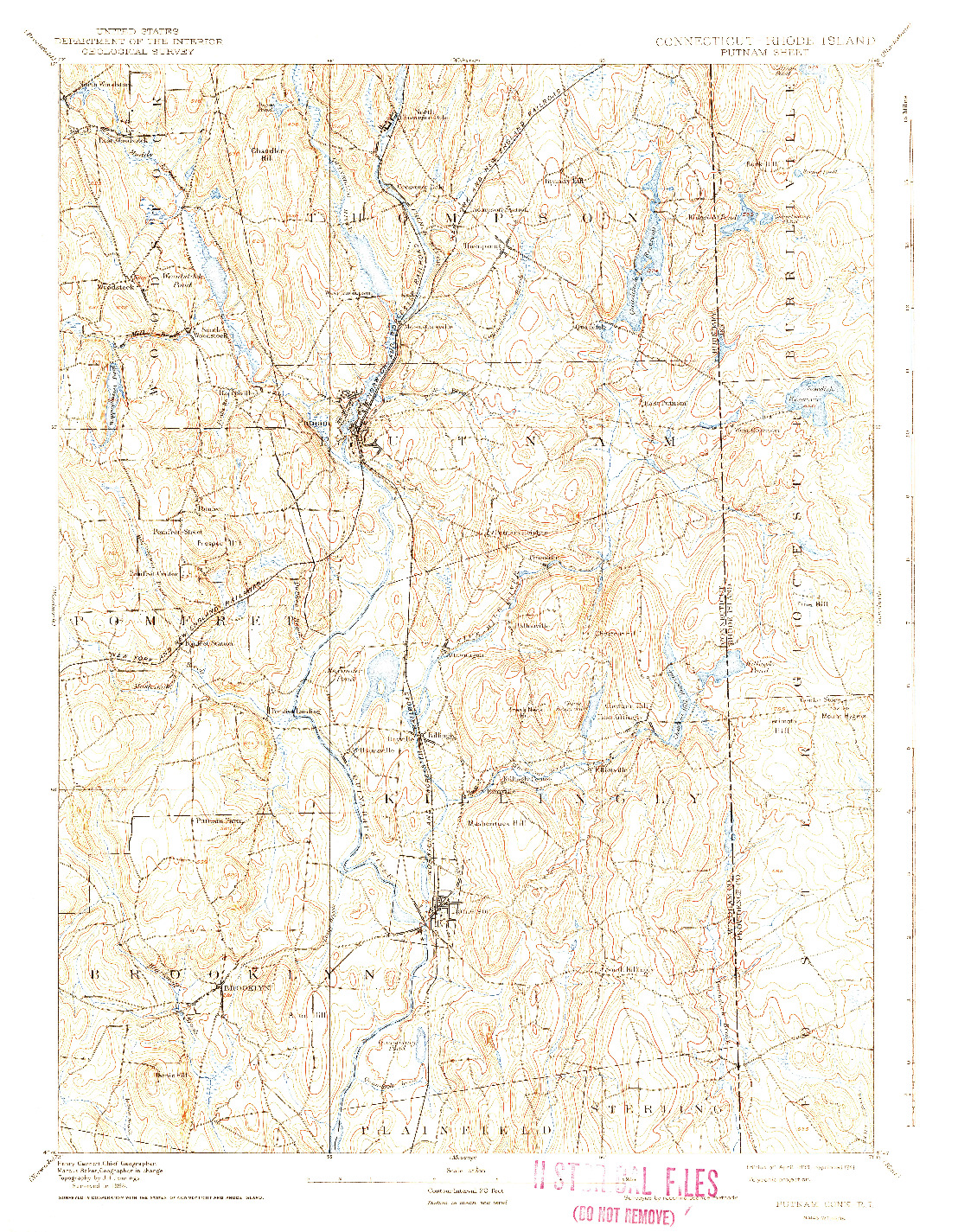 USGS 1:62500-SCALE QUADRANGLE FOR PUTNAM, CT 1893