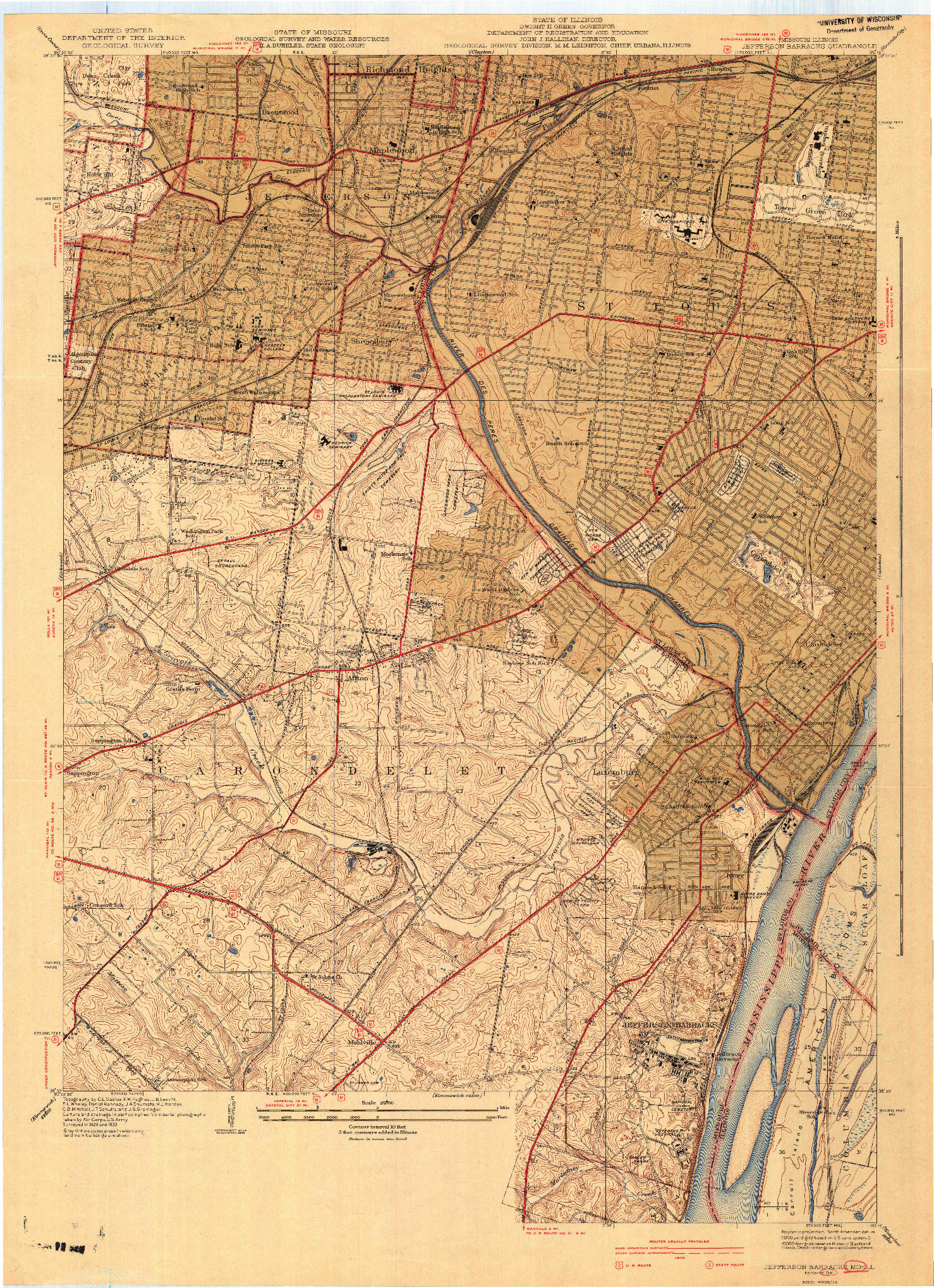 USGS 1:24000-SCALE QUADRANGLE FOR JEFFERSON BARRACKS, MO 1941