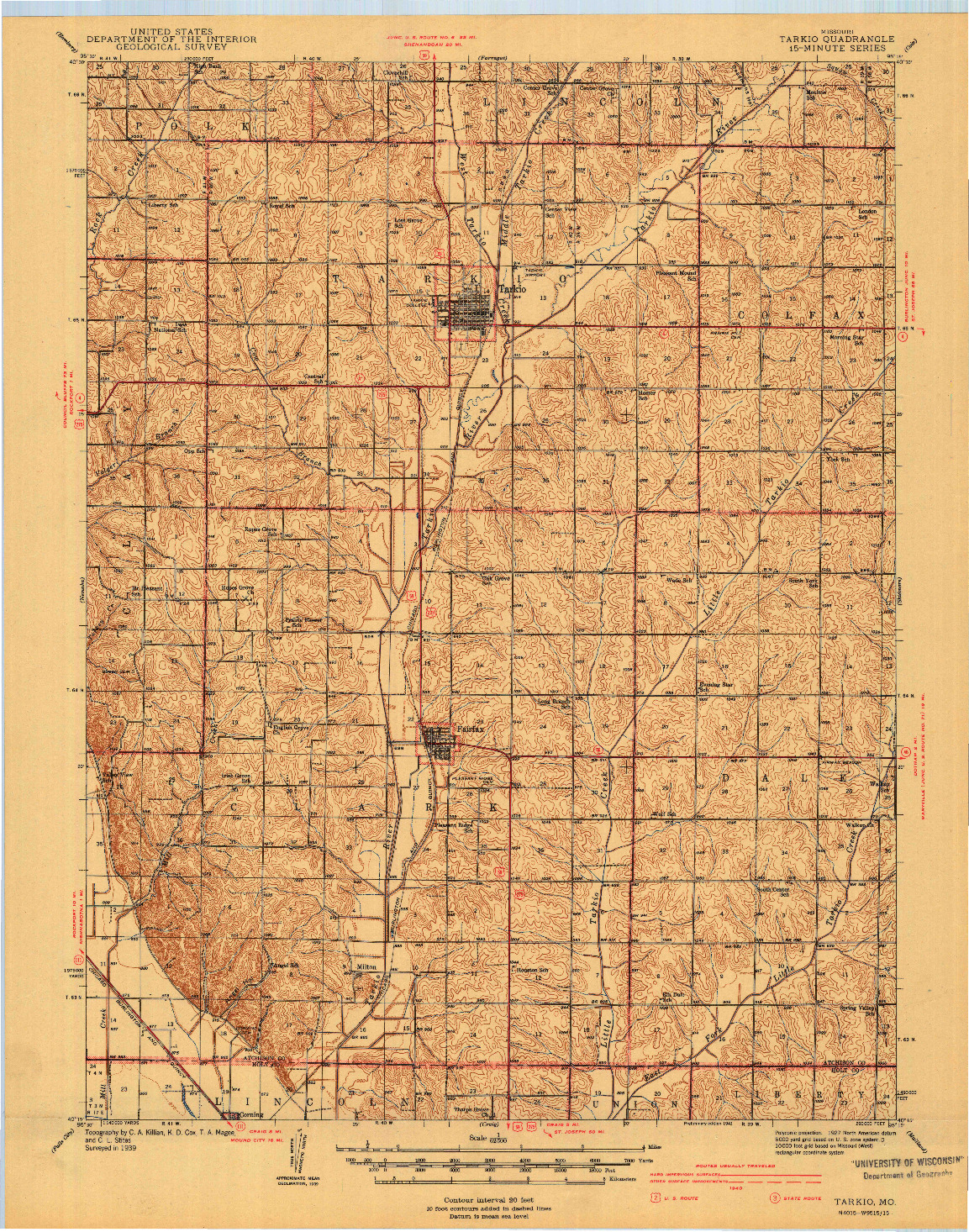 USGS 1:62500-SCALE QUADRANGLE FOR TARKIO, MO 1941