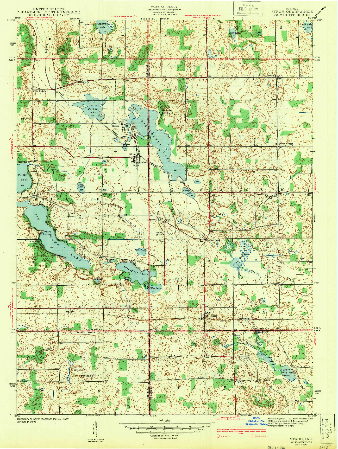USGS 1:24000-SCALE QUADRANGLE FOR STROH, IN 1942