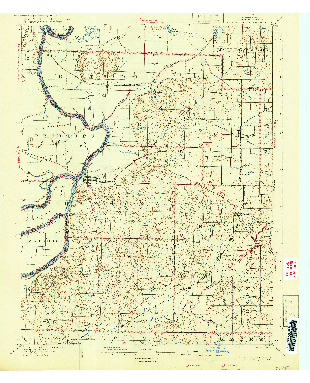 USGS 1:62500-SCALE QUADRANGLE FOR NEW HARMONY, IN 1903