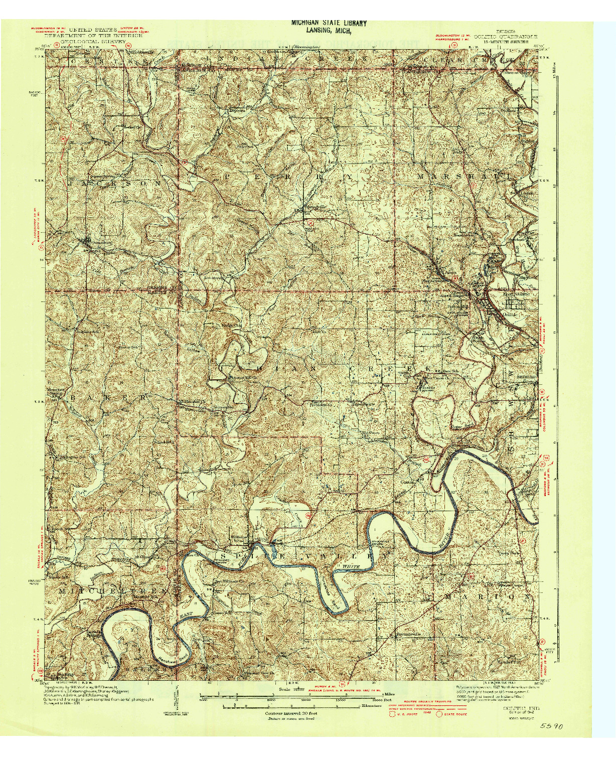 USGS 1:62500-SCALE QUADRANGLE FOR OOLITIC, IN 1942