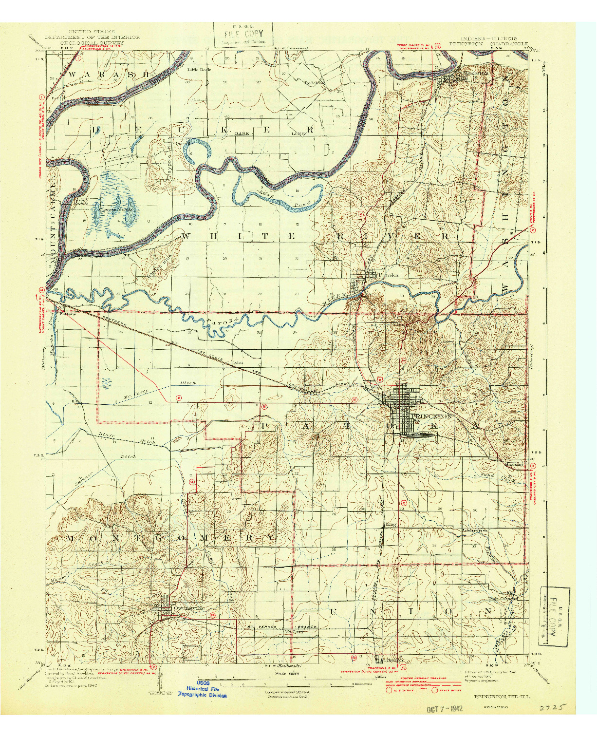 USGS 1:62500-SCALE QUADRANGLE FOR PRINCETON, IN 1903