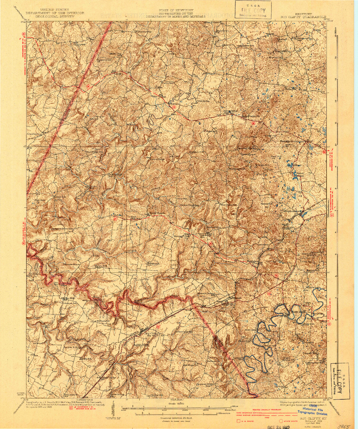 USGS 1:62500-SCALE QUADRANGLE FOR BIG CLIFTY, KY 1932