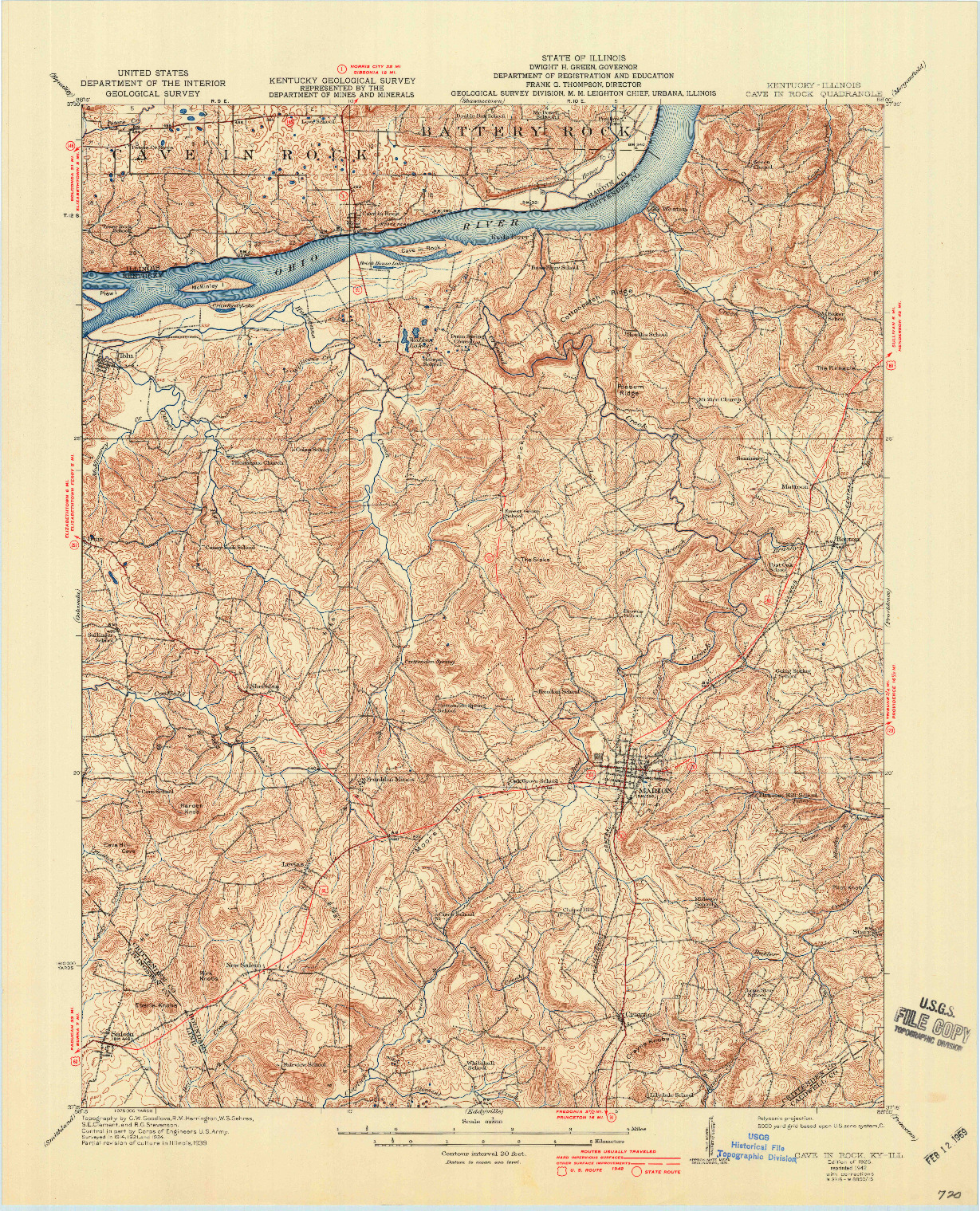 USGS 1:62500-SCALE QUADRANGLE FOR CAVE IN ROCK, KY 1925