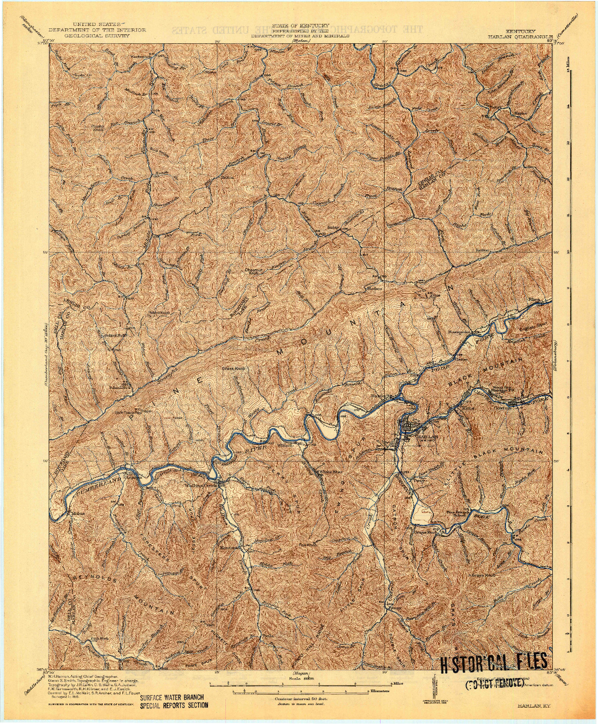 USGS 1:62500-SCALE QUADRANGLE FOR HARLAN, KY 1919
