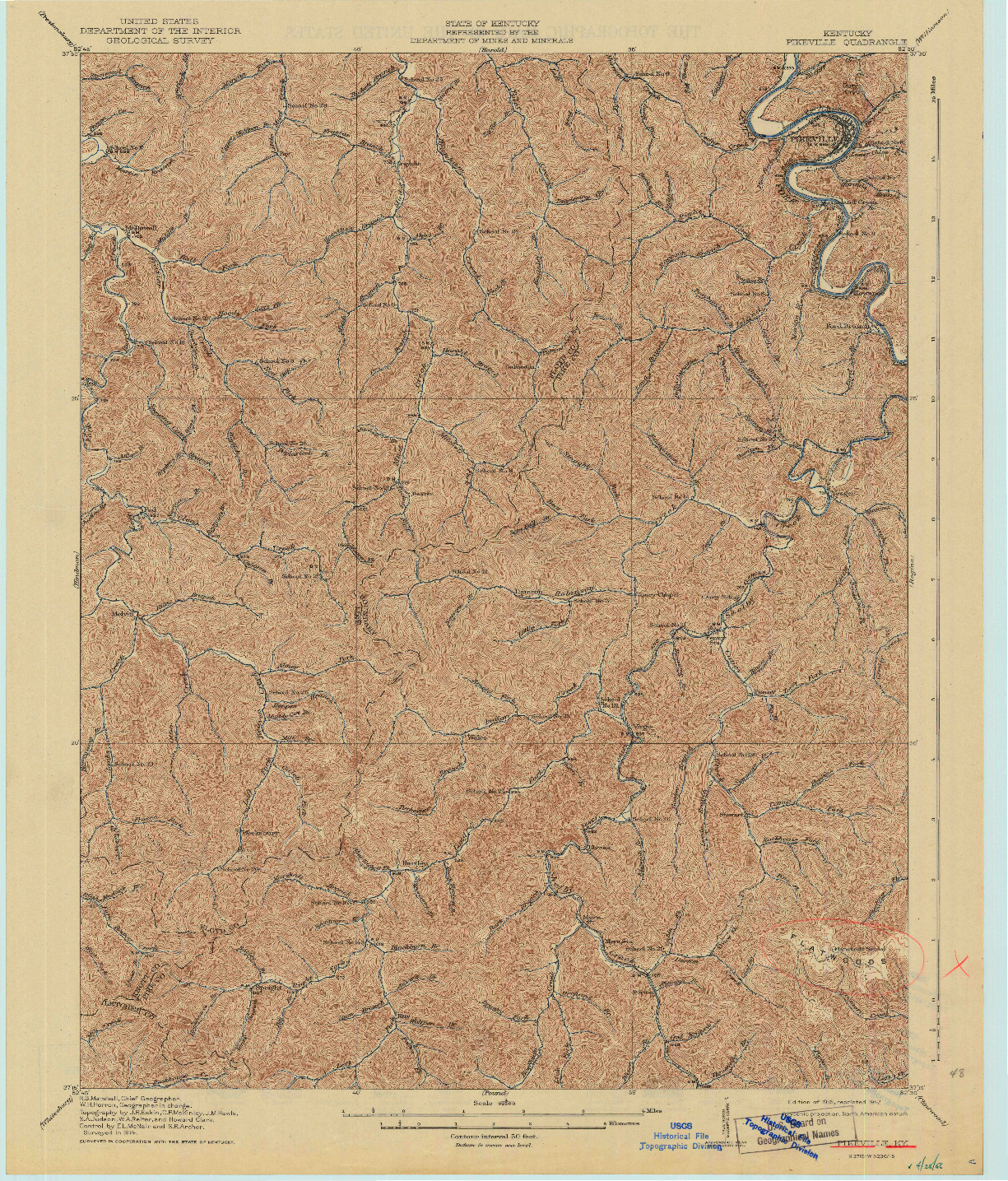 USGS 1:62500-SCALE QUADRANGLE FOR PIKEVILLE, KY 1916