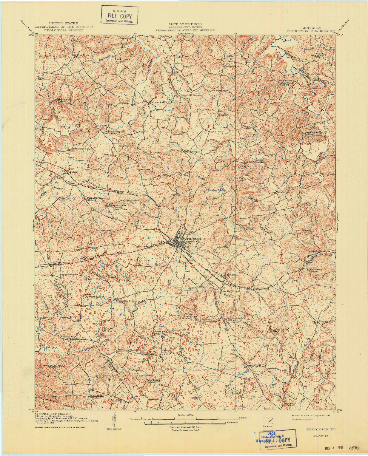 USGS 1:62500-SCALE QUADRANGLE FOR PRINCETON, KY 1910
