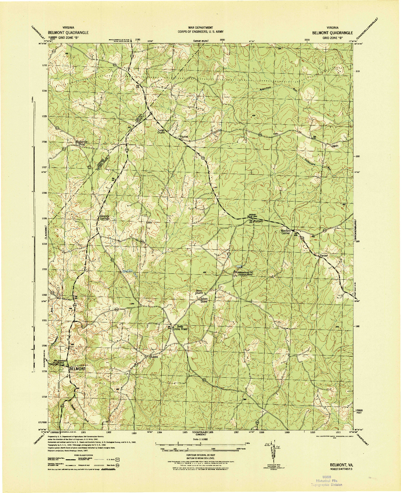 USGS 1:31680-SCALE QUADRANGLE FOR BELMONT, VA 1942