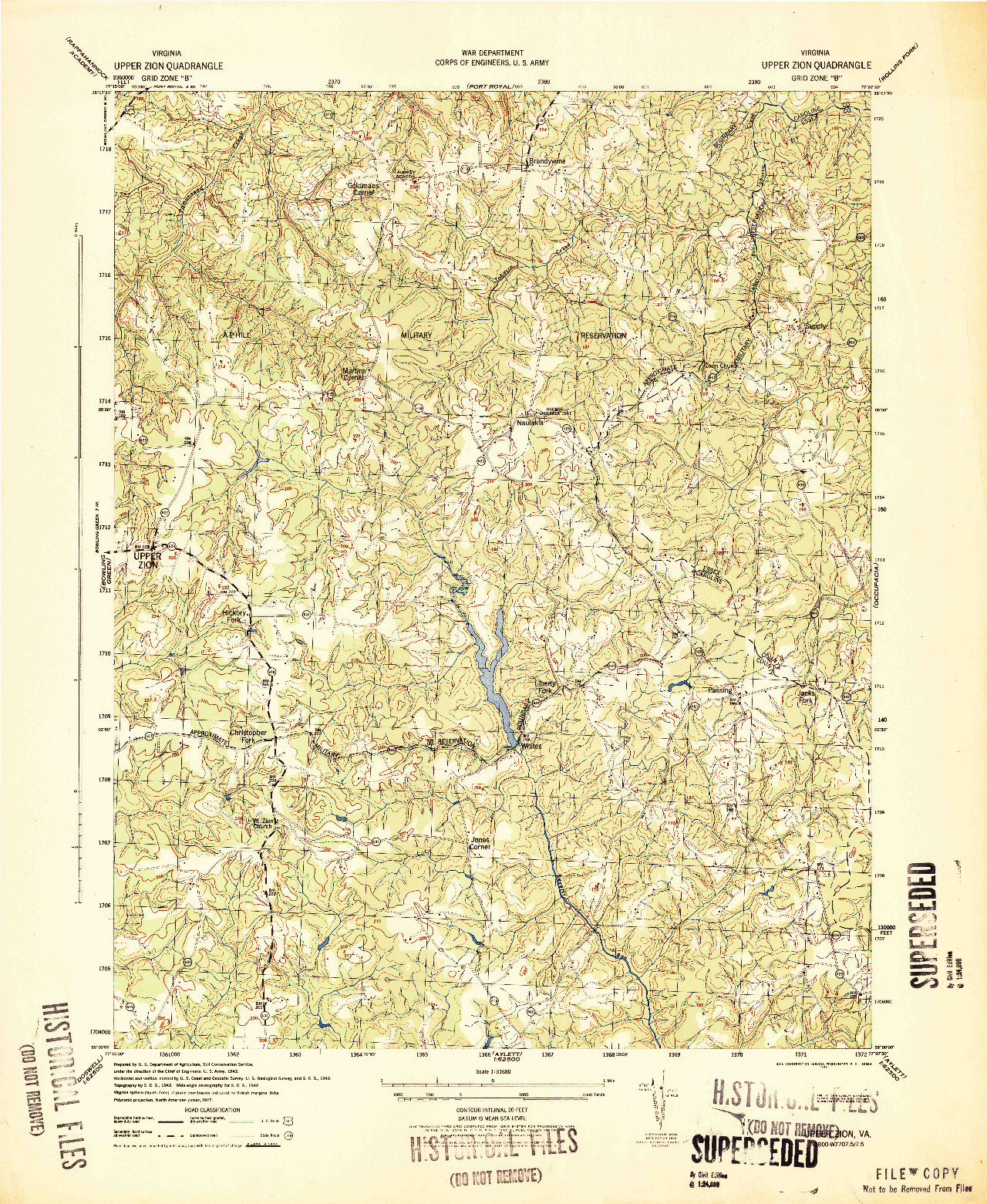 USGS 1:31680-SCALE QUADRANGLE FOR UPPER ZION, VA 1942