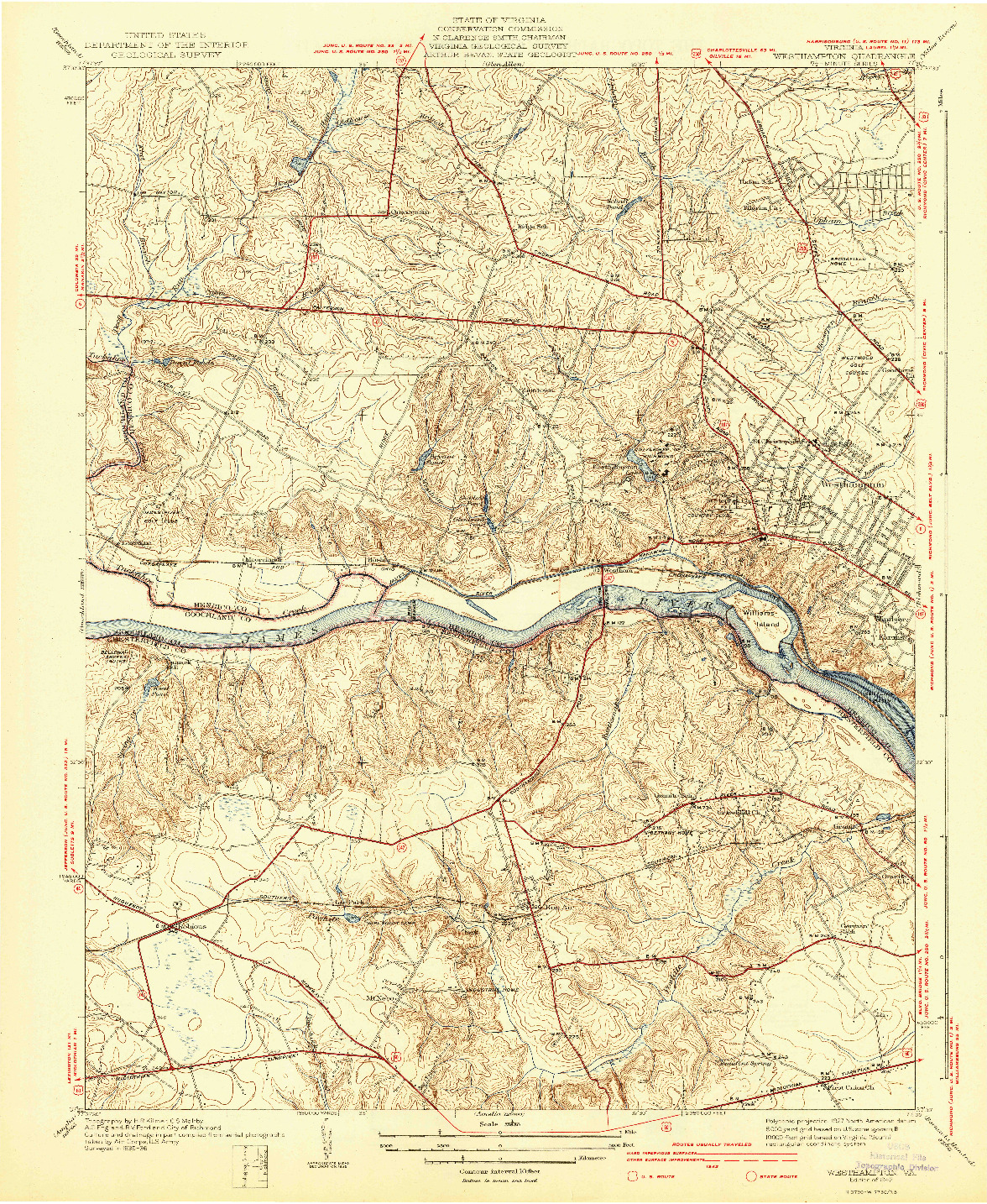 USGS 1:31680-SCALE QUADRANGLE FOR WESTHAMPTON, VA 1942