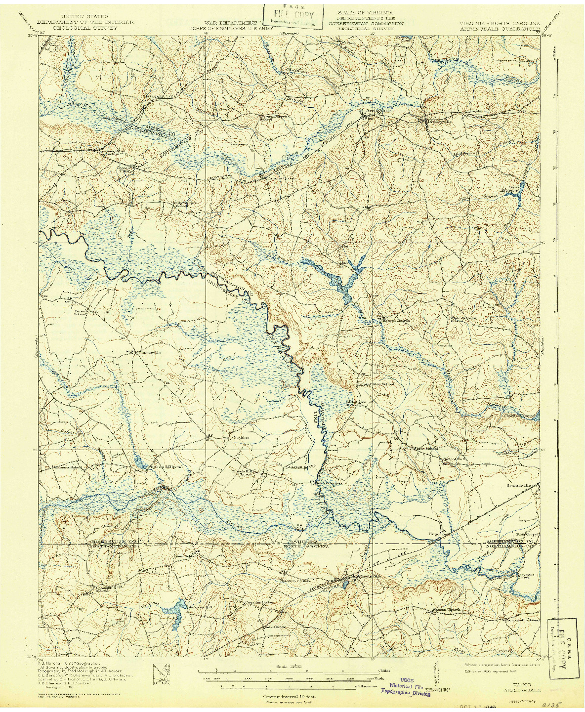 USGS 1:62500-SCALE QUADRANGLE FOR ARRINGDALE, VA 1920