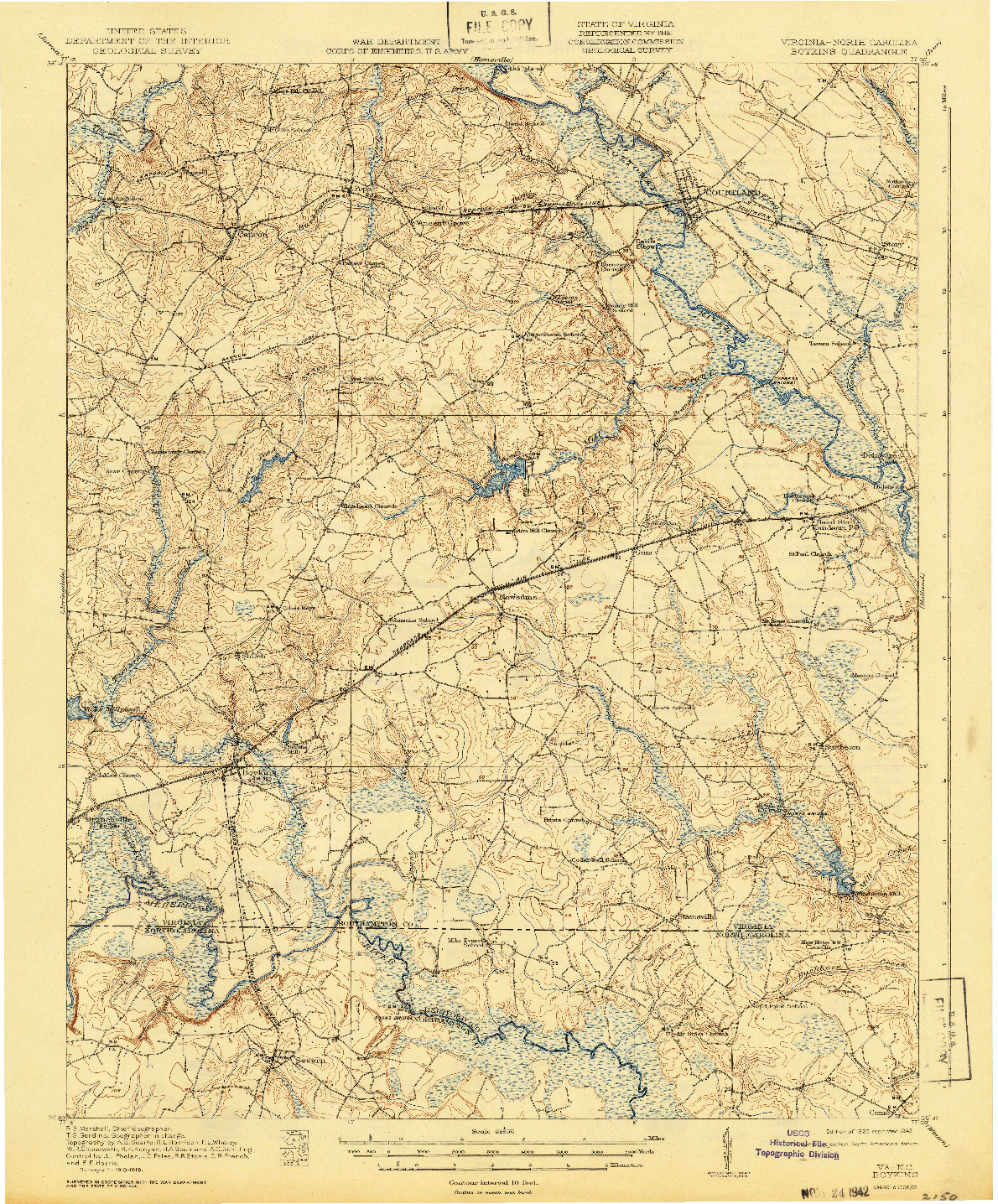 USGS 1:62500-SCALE QUADRANGLE FOR BOYKINS, VA 1920