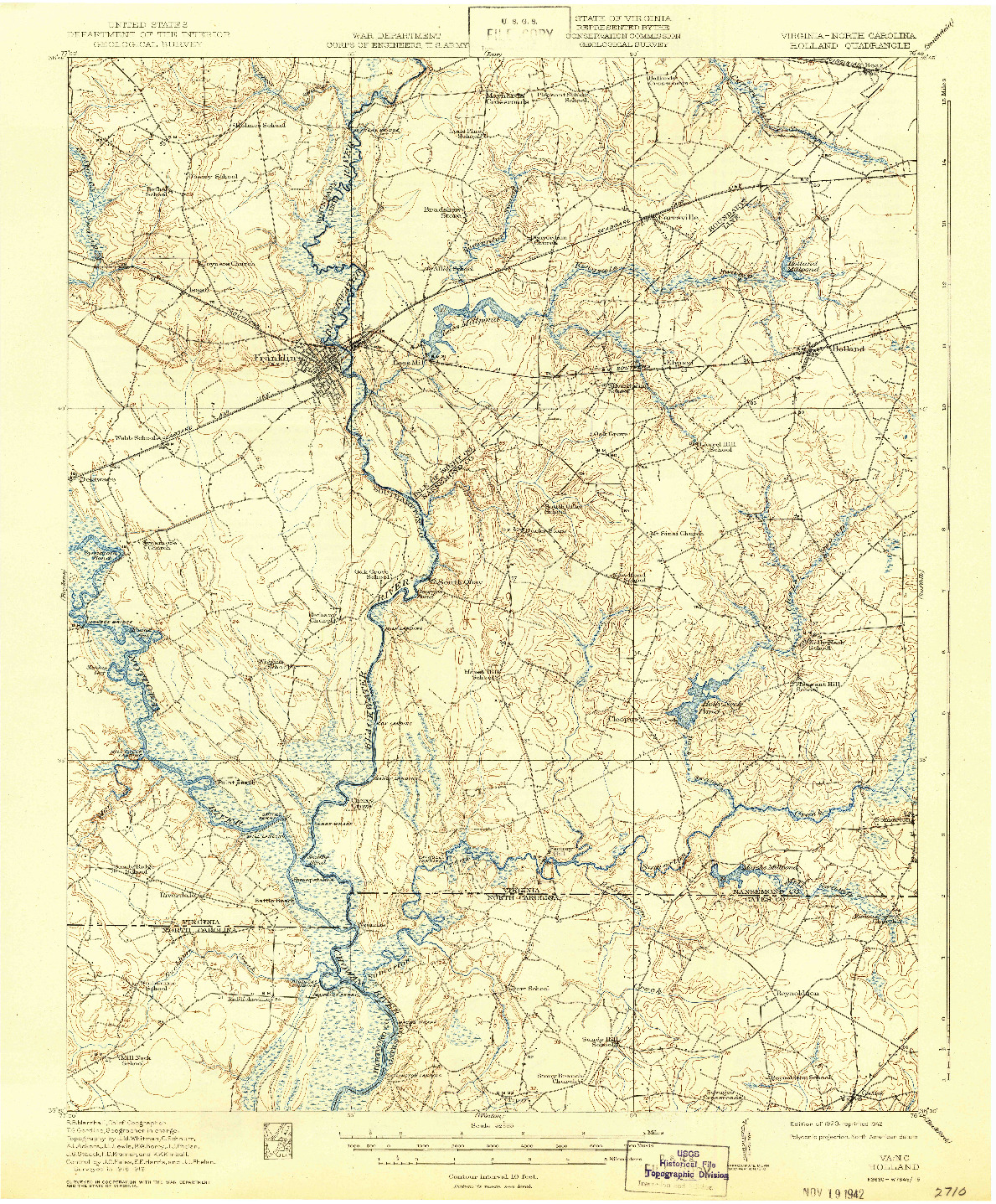 USGS 1:62500-SCALE QUADRANGLE FOR HOLLAND, VA 1920