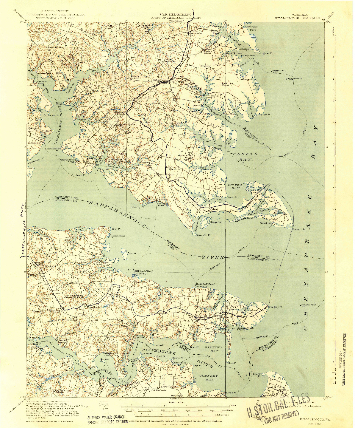 USGS 1:62500-SCALE QUADRANGLE FOR KILMARNOCK, VA 1917