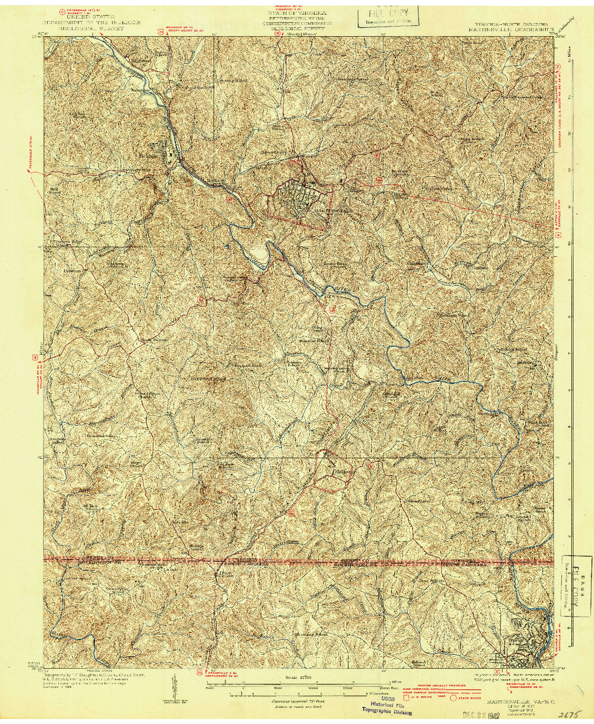 USGS 1:62500-SCALE QUADRANGLE FOR MARTINSVILLE, VA 1927