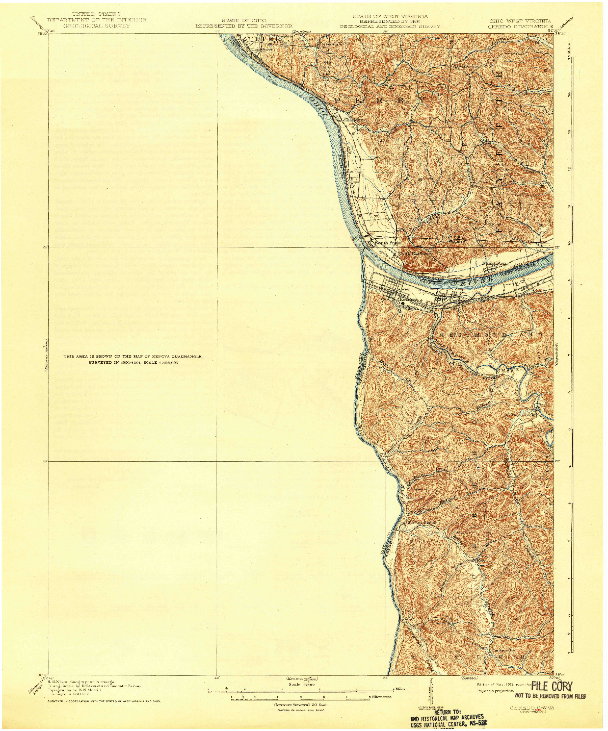 USGS 1:62500-SCALE QUADRANGLE FOR CEREDO, OH 1913