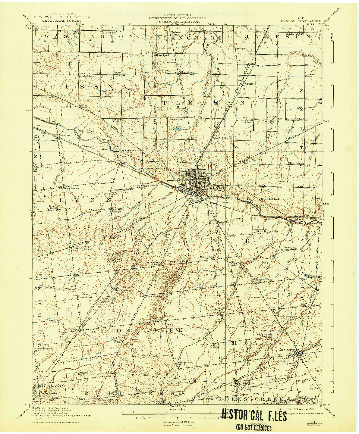 USGS 1:62500-SCALE QUADRANGLE FOR KENTON, OH 1915