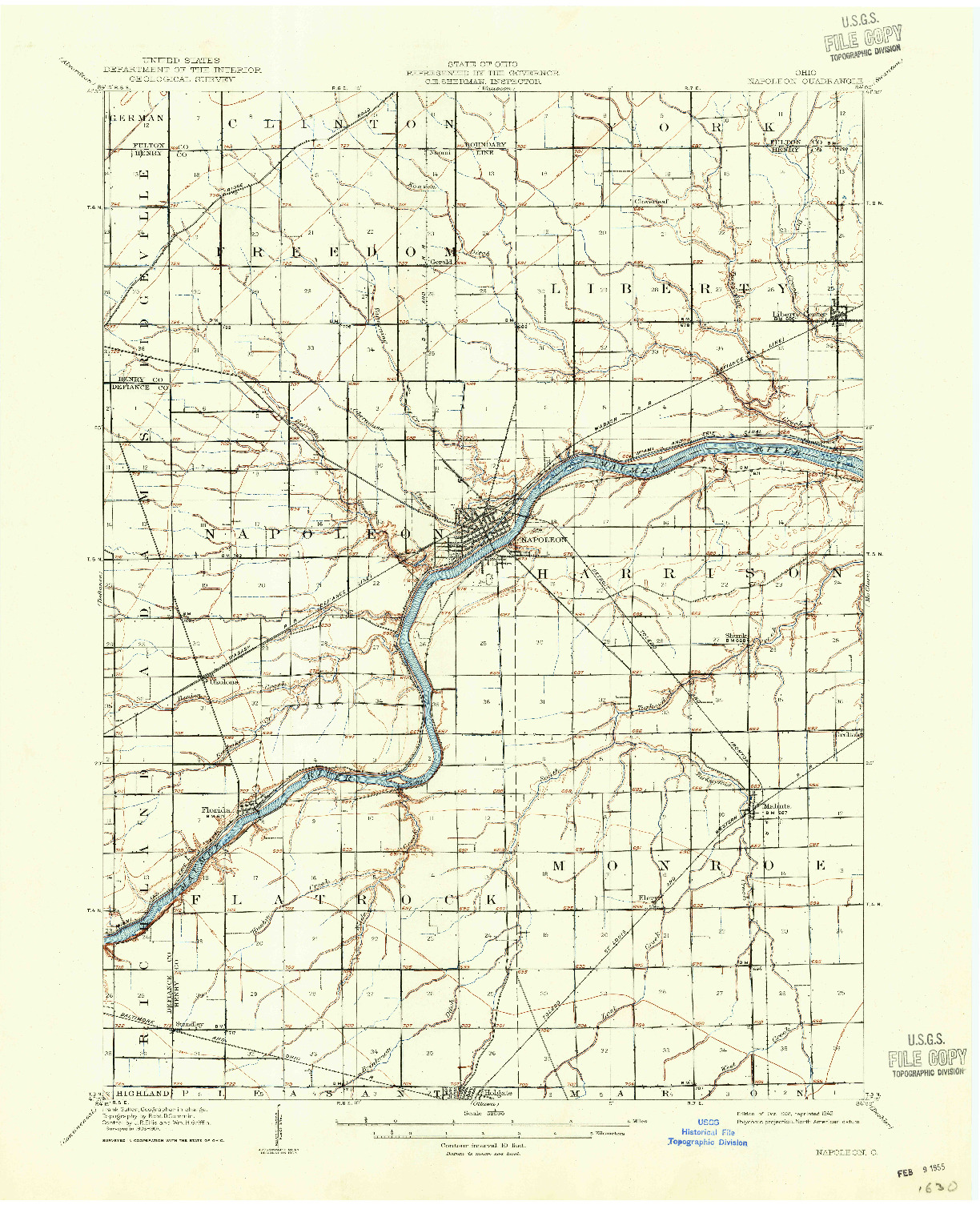 USGS 1:62500-SCALE QUADRANGLE FOR NAPOLEON, OH 1908
