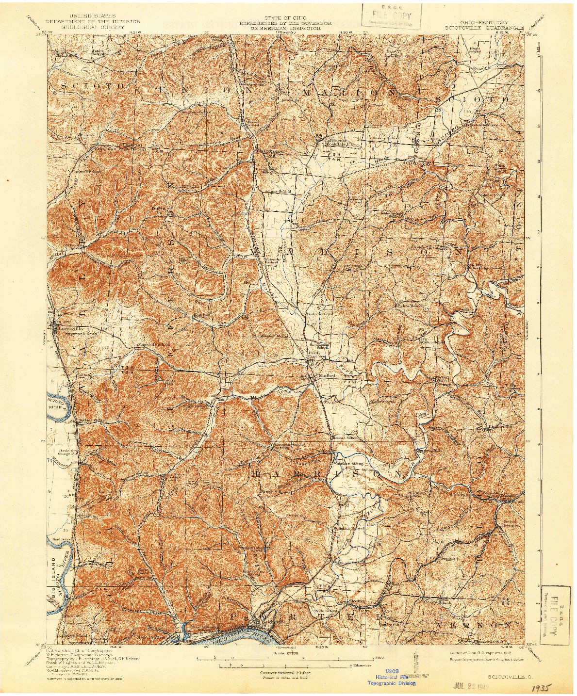 USGS 1:62500-SCALE QUADRANGLE FOR SCIOTOVILLE, OH 1913