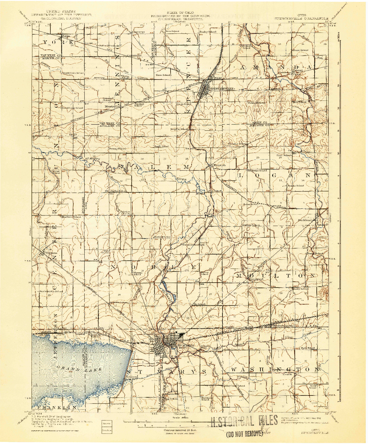 USGS 1:62500-SCALE QUADRANGLE FOR SPENCERVILLE, OH 1911