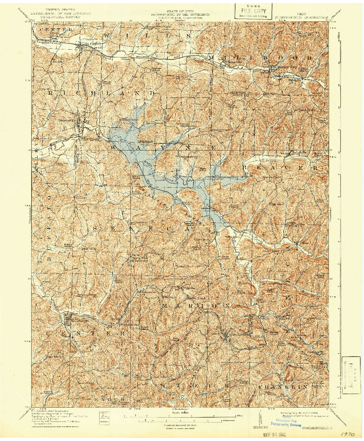 USGS 1:62500-SCALE QUADRANGLE FOR SUMMERFIELD, OH 1911