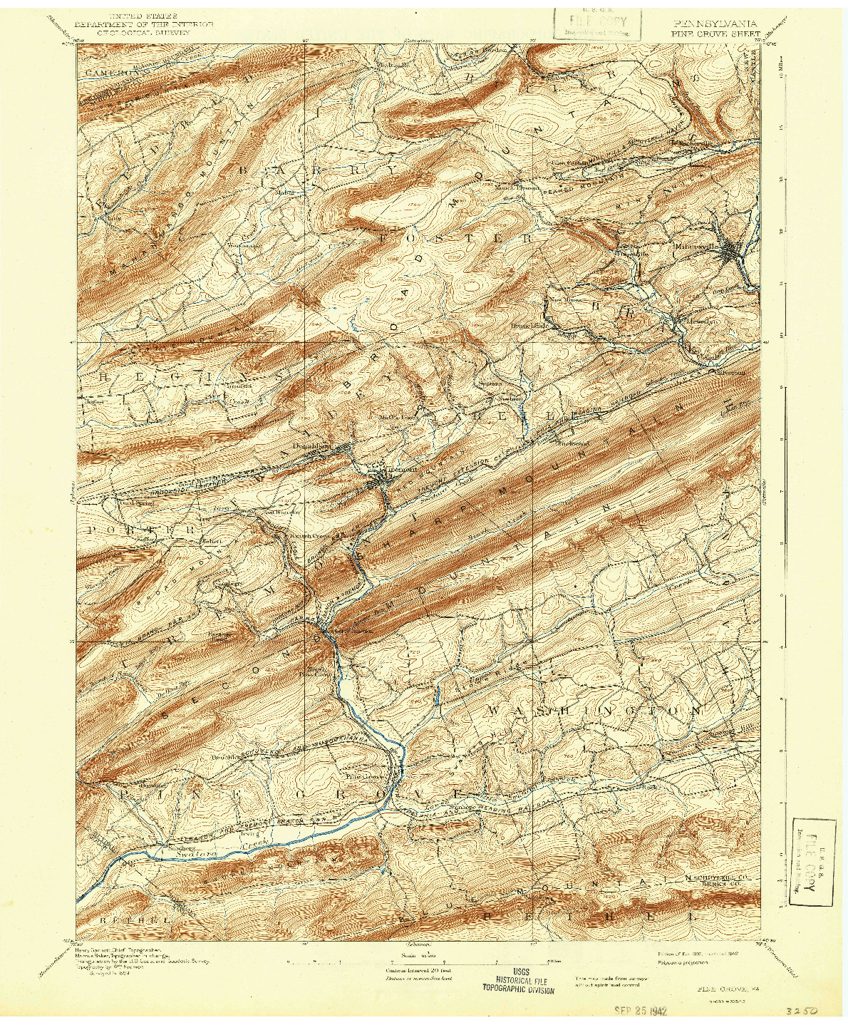 USGS 1:62500-SCALE QUADRANGLE FOR PINE GROVE, PA 1892