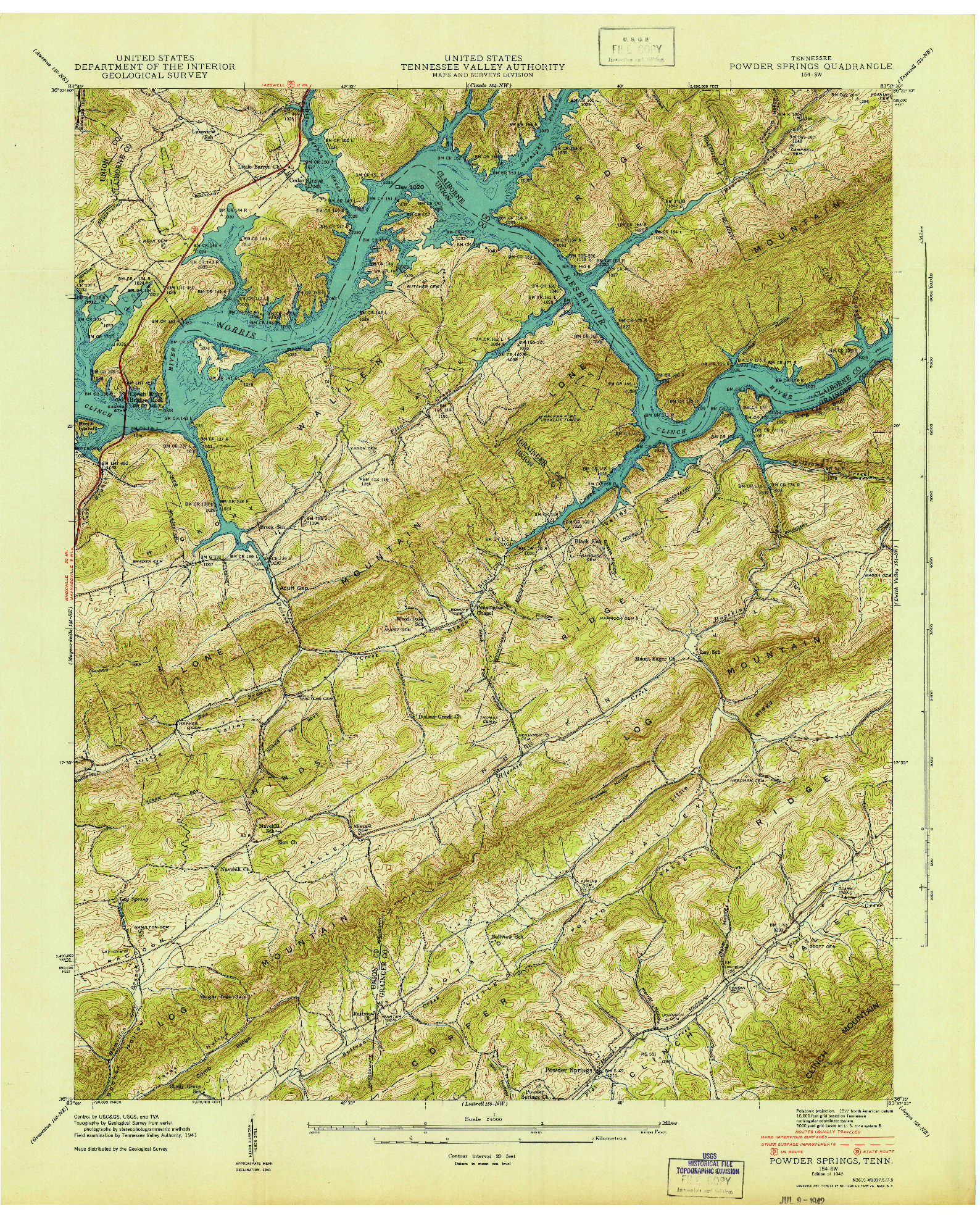 USGS 1:24000-SCALE QUADRANGLE FOR POWDER SPRINGS, TN 1942