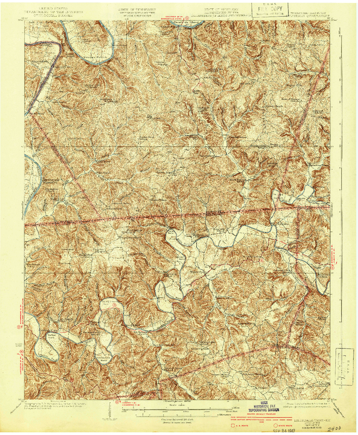 USGS 1:62500-SCALE QUADRANGLE FOR LILLYDALE, TN 1929