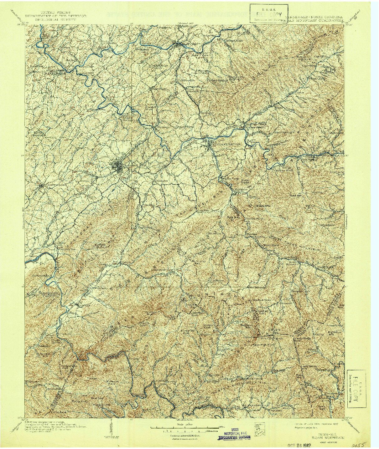 USGS 1:125000-SCALE QUADRANGLE FOR ROAN MOUNTAIN, TN 1904