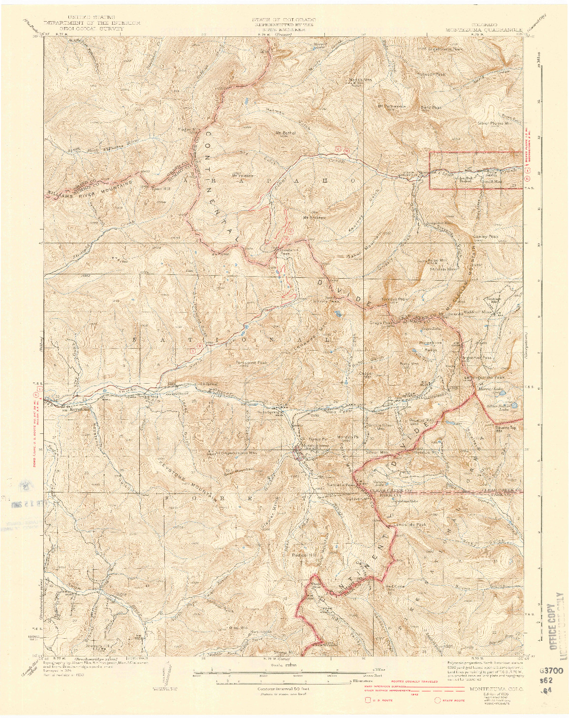 USGS 1:62500-SCALE QUADRANGLE FOR MONTEZUMA, CO 1926