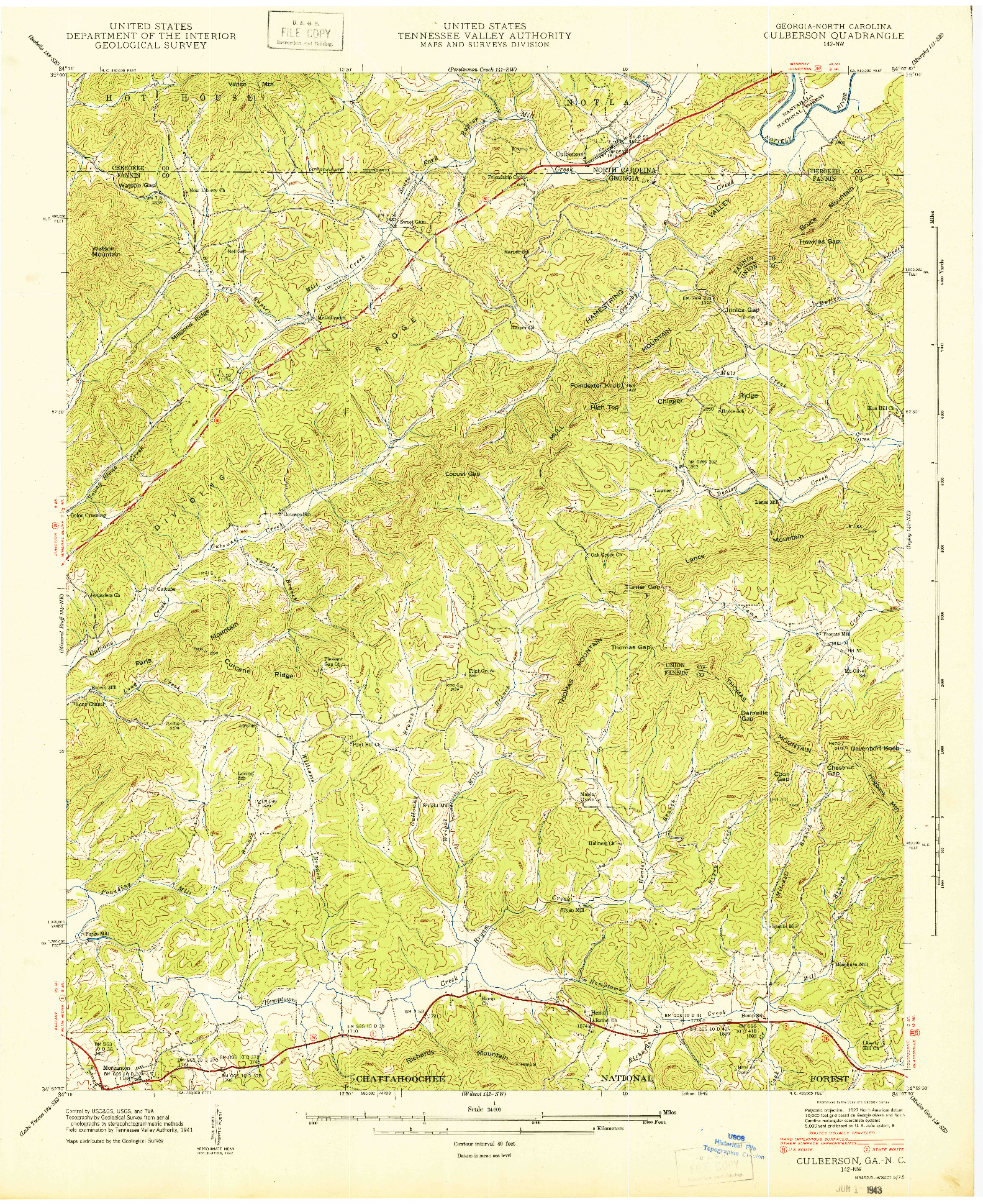 USGS 1:24000-SCALE QUADRANGLE FOR CULBERSON, GA 1942