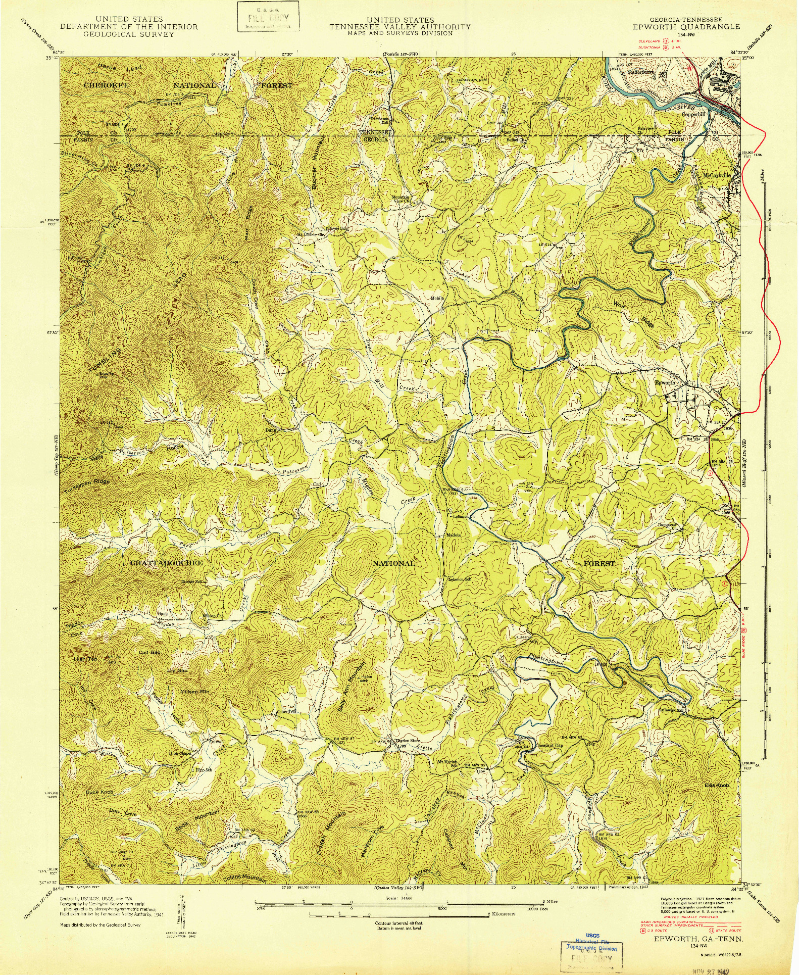 USGS 1:24000-SCALE QUADRANGLE FOR EPWORTH, GA 1942