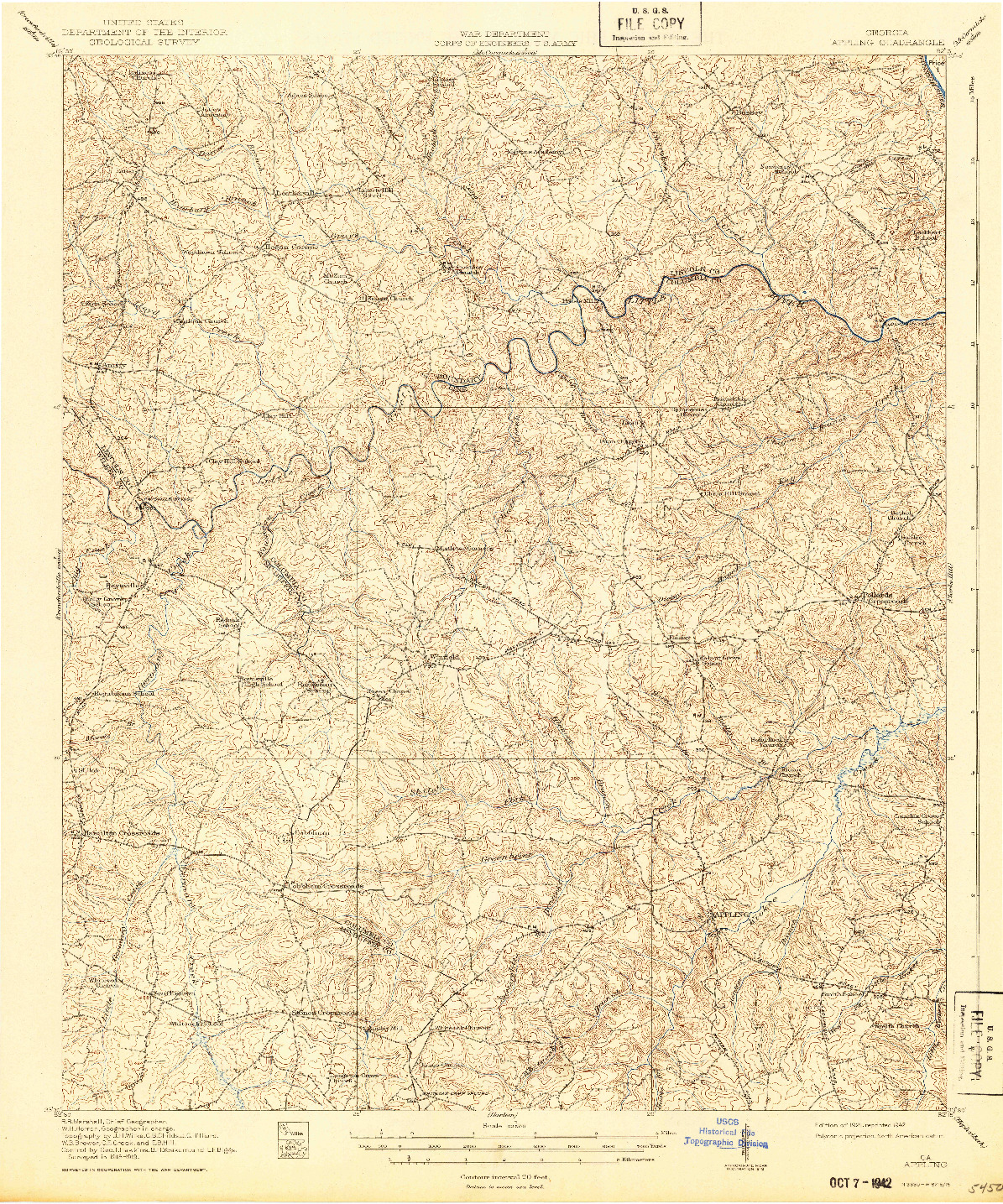 USGS 1:62500-SCALE QUADRANGLE FOR APPLING, GA 1921